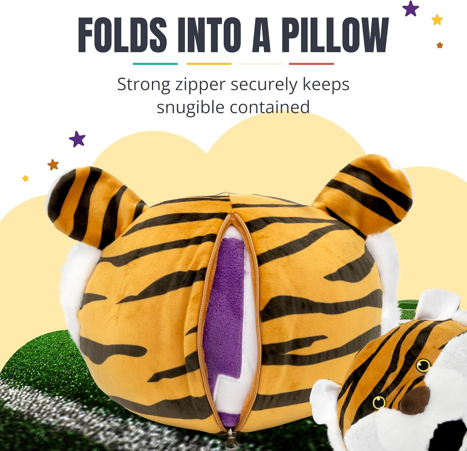 Plushible Wearable Blanket Hoodie - Oversized Louisiana State University Mike the Tiger Long Sleeve Sweatshirt Pocket - 2-in-1 Oversized Hoodie Blanket Pillow - Cozy Snugible Gifts for Men and Women