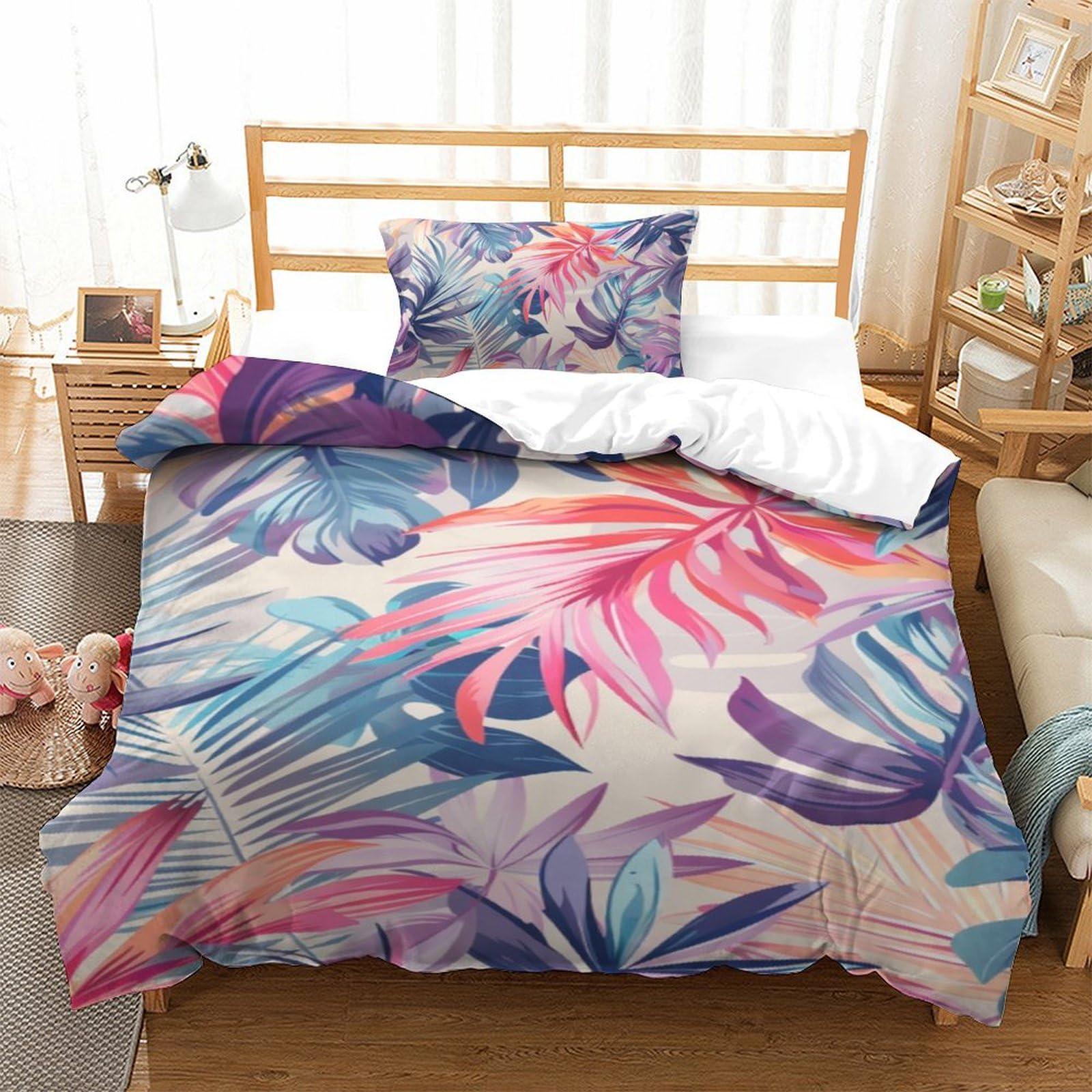 Housse de couette les feuilles avec motif imprimé 3D parures de lit single