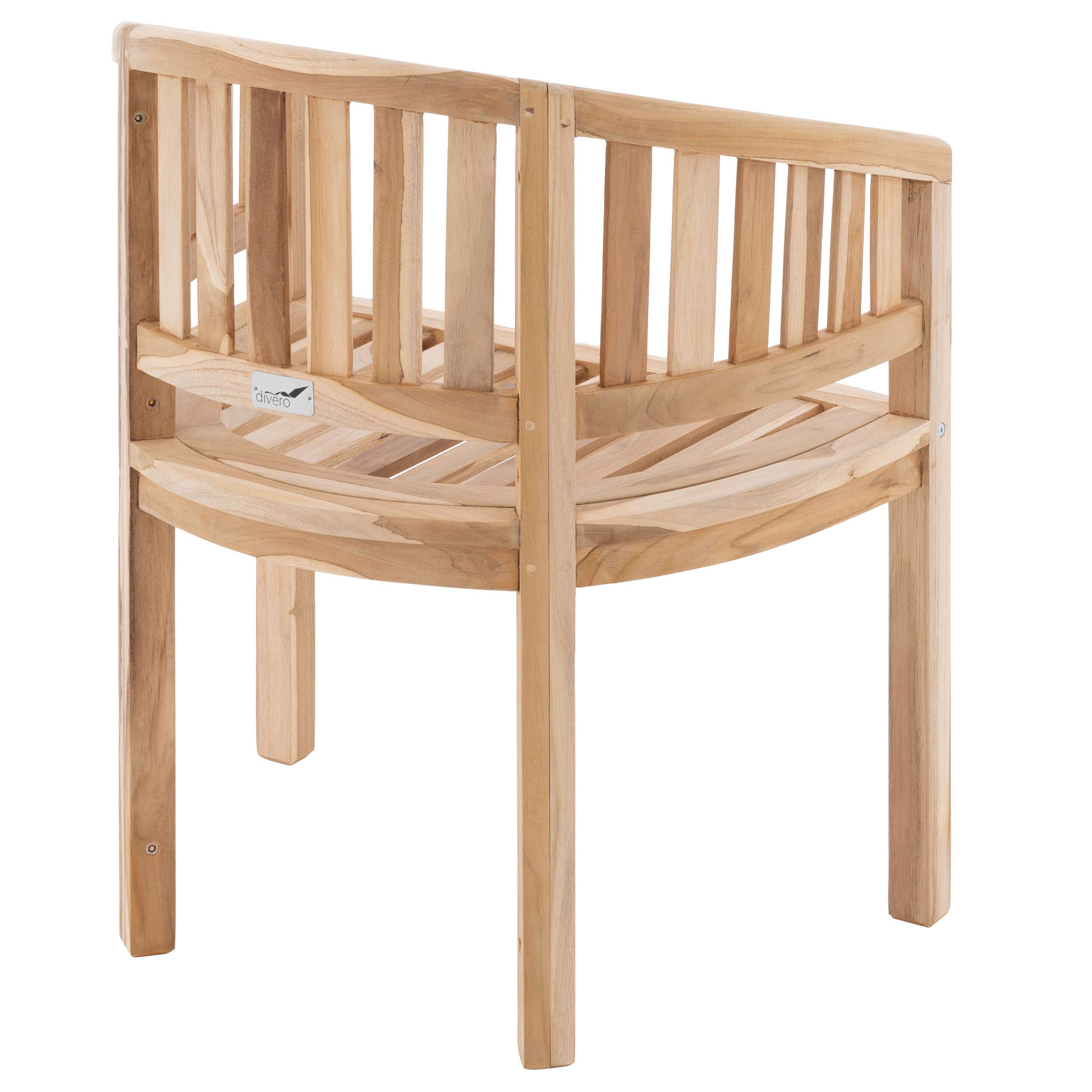 DIVERO Bananenstuhl MIAMI aus Teak Holz, unbehandelt – Natur-Braun