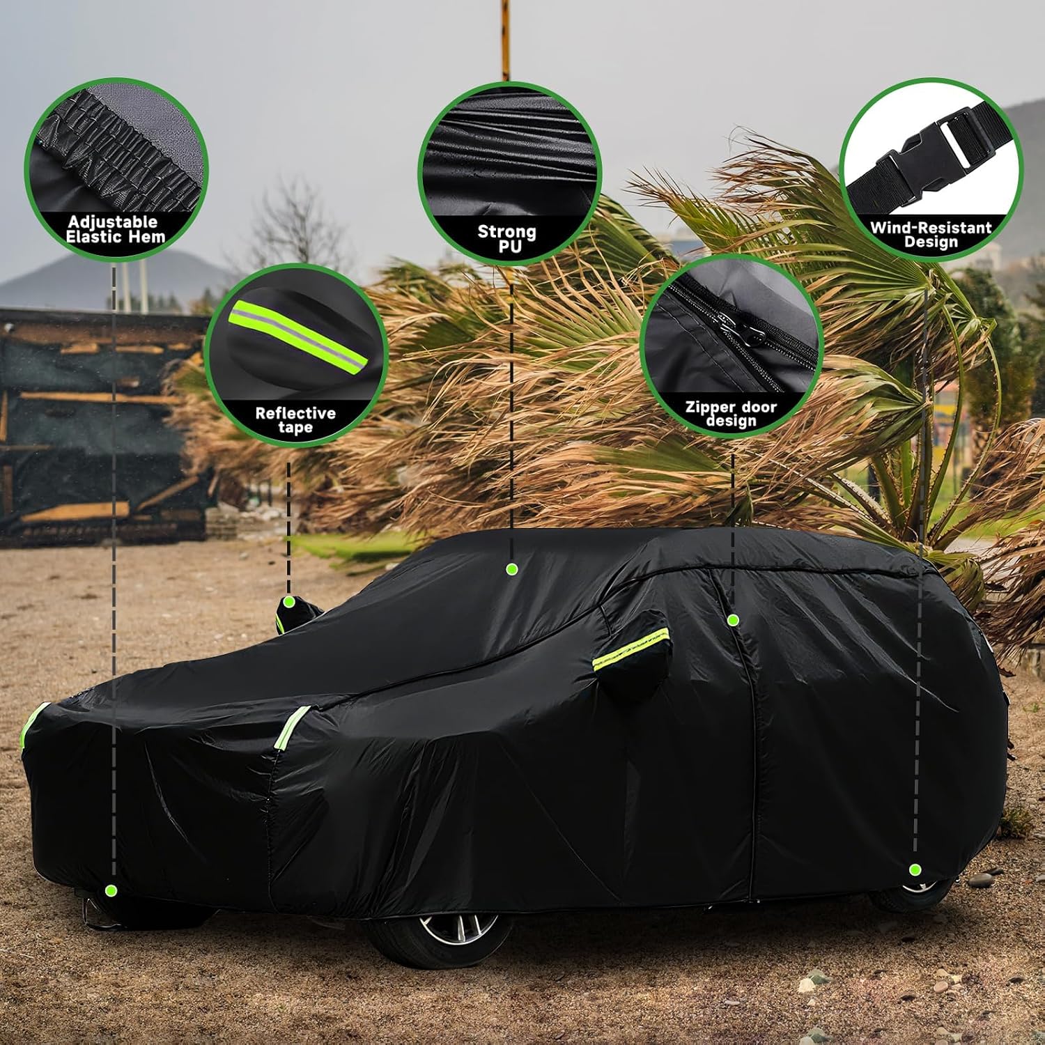 SUV Car Cover Waterproof All Weather for Automobiles, All Weather Outdoor Full Exterior Cover fit SUV Length Up to 190’’