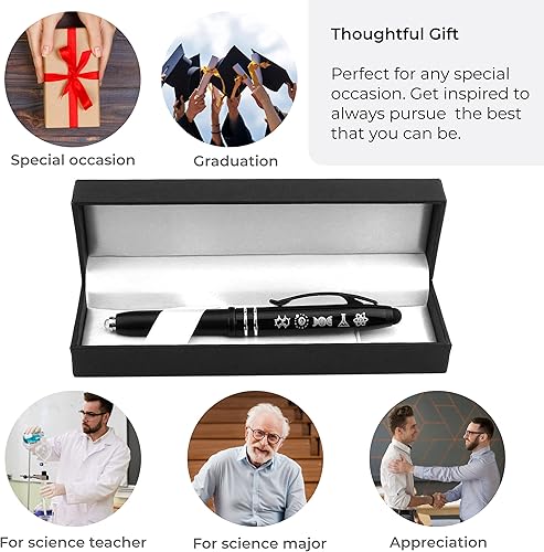 Miniatura 3 de Inkstone Symbols of Science - Bolígrafos negros con punta de lápiz óptico para pantalla táctil, bolígrafos de escritura suave de punta fina, regalos