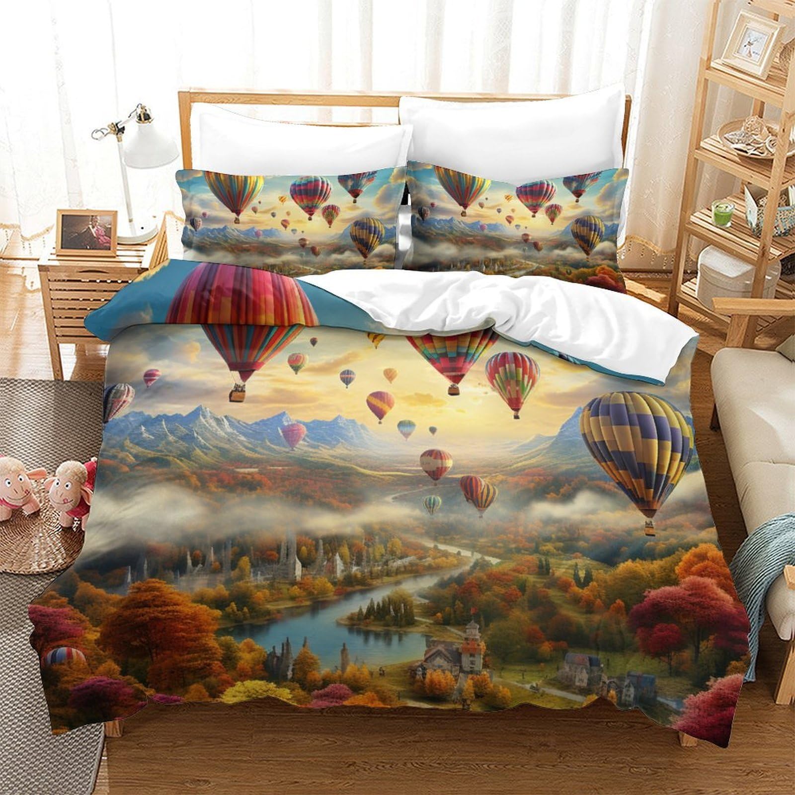 Décoration chambre ado voyage avec la parure de lit grand format motif paysage