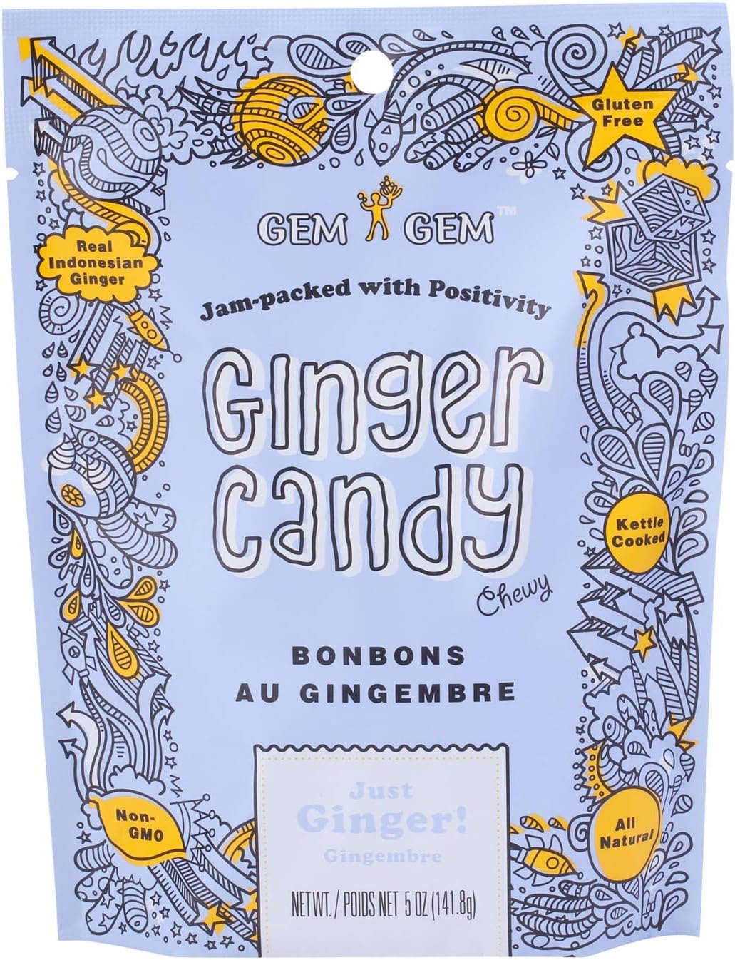 Gem Gem Ginger Candy Chewy Ginger Chews (Original, 5 Ounce (Pack of 1))