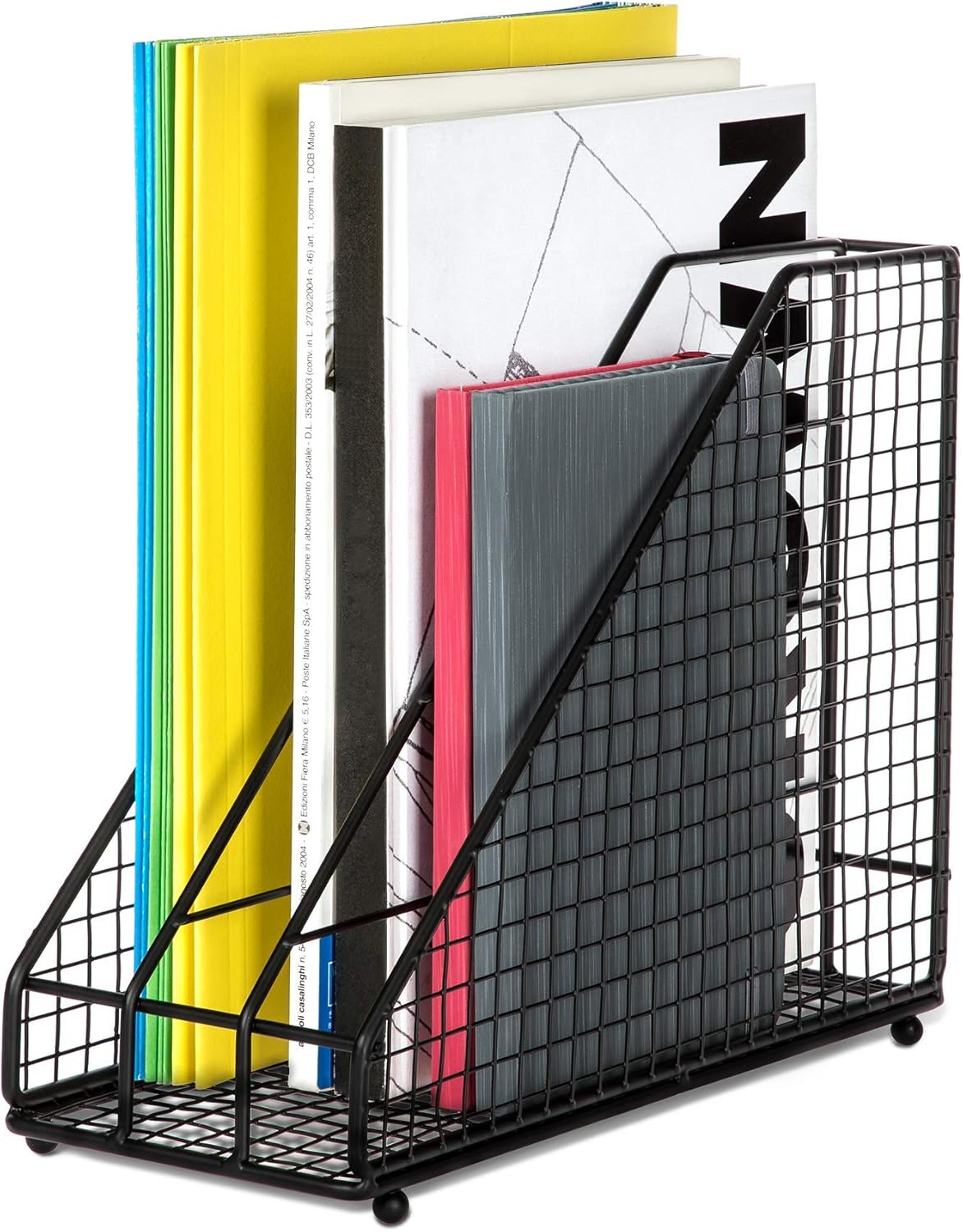 Home Zone Living Desk Document File Tray Organizer | Sort Workspace Office Supplies, Paper and Notebooks | Vertical Sorter (Black),File Sorter,3-Tier Vertical (Slim),CAD1048U