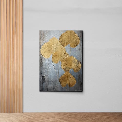 Miniatura 7 de Original Ginkgo biloba Print On Canvas, Modern Textured Gold Wall Art, Abstract Gold Leaves Print, Living room Wall Decor, Modern Home Decor, Wall