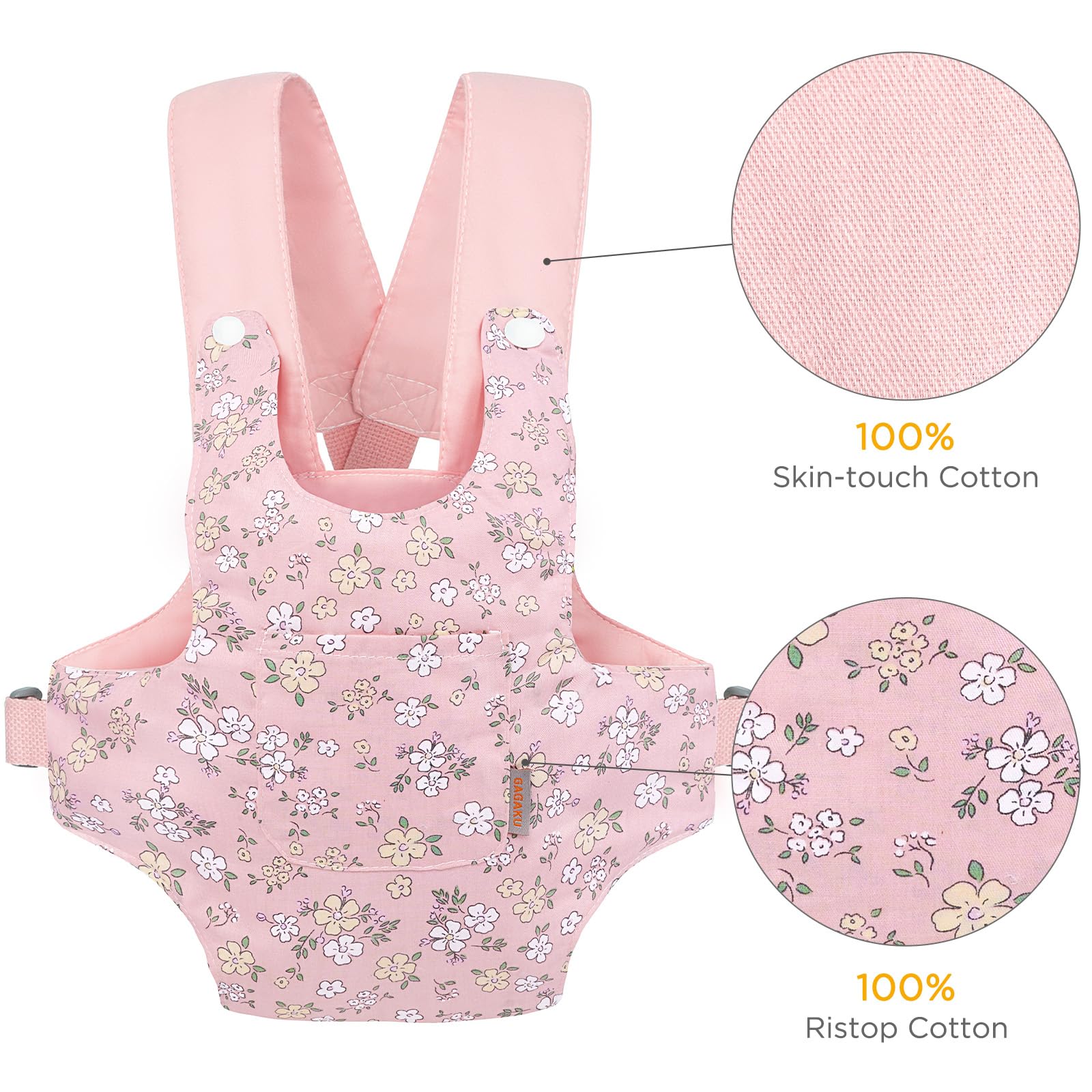 GAGAKU Baby Doll Carrier for Toddler Toy Baby Carrier for Dolls Accessories Doll Carriers for Little Girls - Pink - Pear Flowers - Image 4