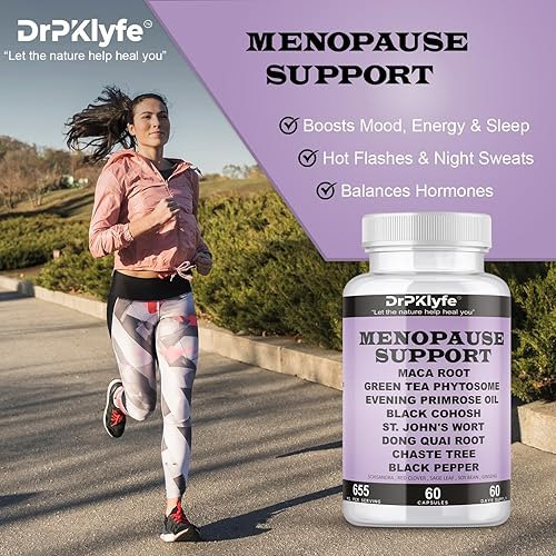 Miniatura 2 de Cápsulas de suplemento de menopausia de 655 mg con maca, té verde, onagra, cohosh negro, dong quai, casteberry, trébol rojo, salvia, hierba de San