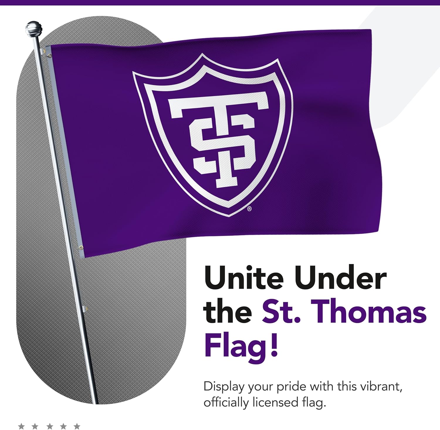 St. Thomas Tommies College Sports Printed Flag - NCAA Licensed - Nylon - Tommies School Banner (Purple, White) (3' x 5')