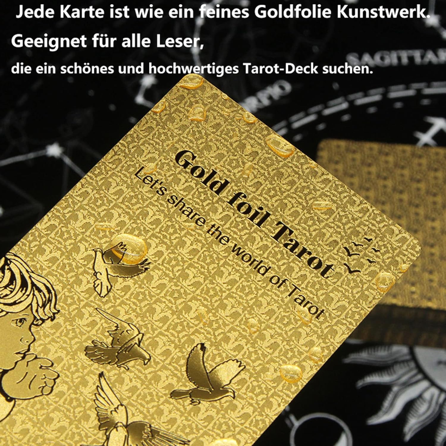 Tarot Cards for Beginners,Oracle Cards Deck with Guidebook Prophecy Waterproof Cards, Fortune Teller Game Set for Family Reunion Expert Reader for Christmas Birthday, Gold