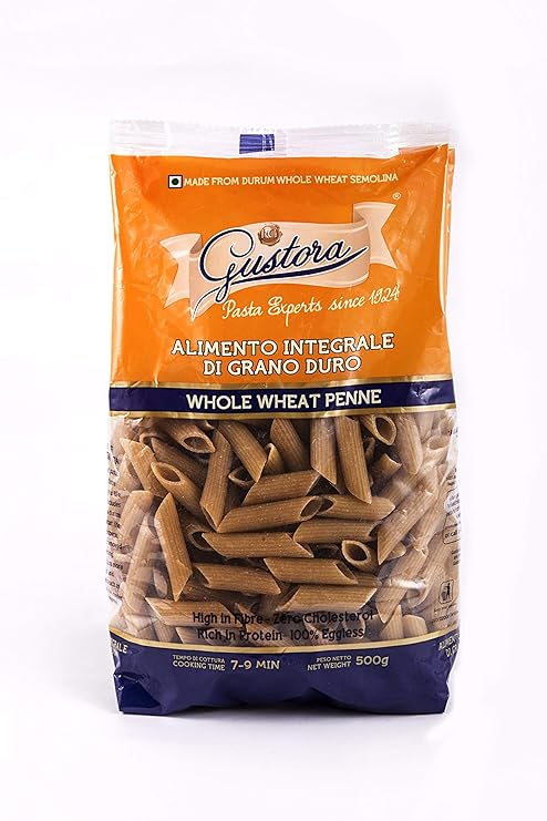 Whole Wheat Penne Pasta 500g I Made of Whole Wheat Semolina I No Maida I Vegetarian I Rich in Protein & Fibre I Zero Cholesterol I Cooking Time 10 Min (500G)