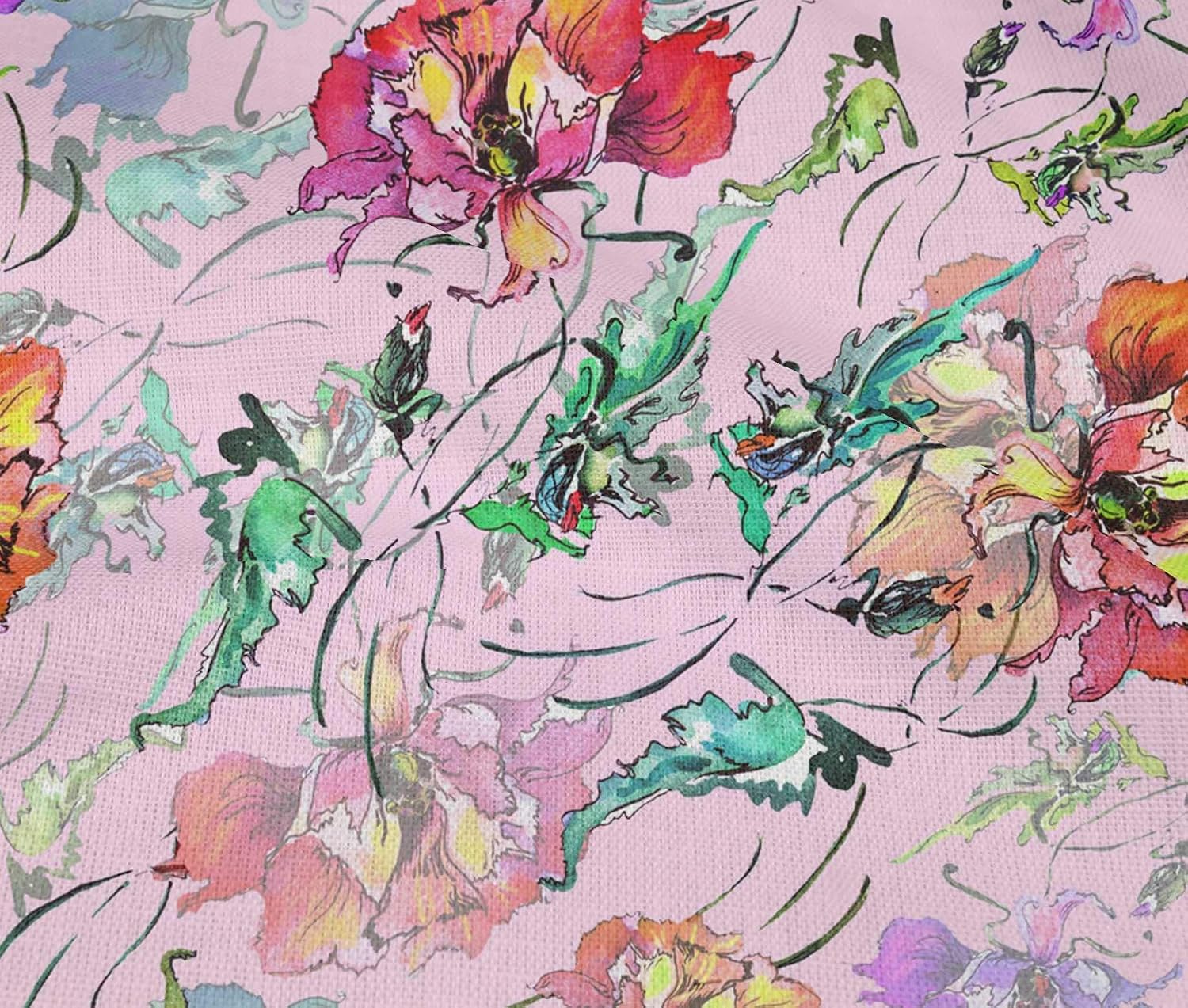 oneOone Cotton Flex Light Pink Fabric Texture,Leaves & Floral Artistic Sewing Craft Projects Fabric Prints By Yard 40 Inch Wide