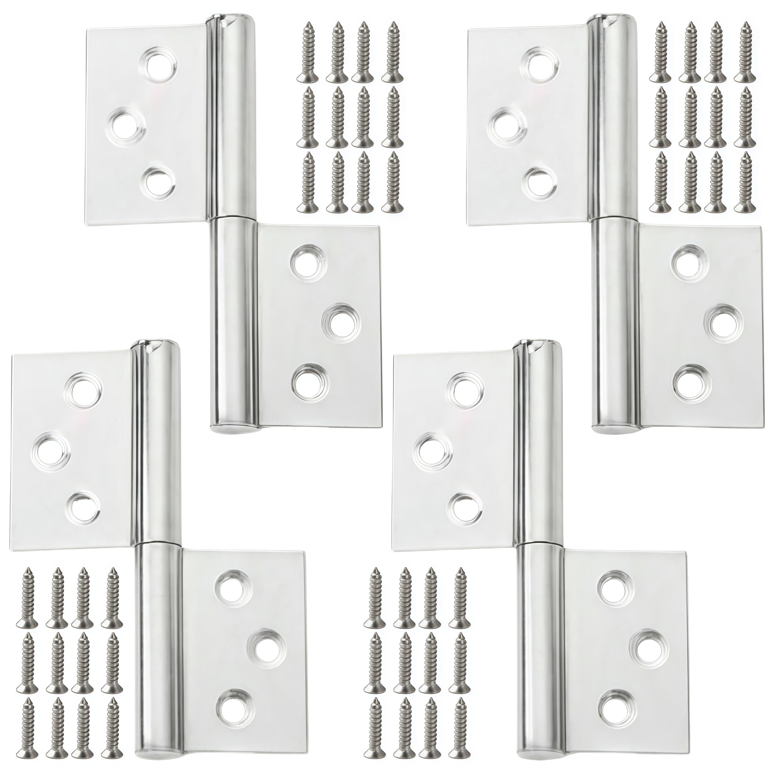 Vbnexyr Regular Hinge 4 Pack Of 304 Stainless Steel Flag Hinges Detachable Folding Hinges Fireproof Doors Bathroom Doors And Windows 3 Inches