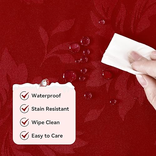 Miniatura 3 de Romanstile Jacquard Rectangle Tablecloth - Waterproof Damask Floral Pattern Decorative Table Cloths Heavy Weight Fabric Table Covers for