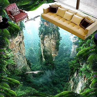 Wall Mural Wallpaper 96 x 66 inch (Width x Height) Custom 3D Mural Floor Wallpaper Cliff Scenery PVC Wear Waterproof for Bathroom 3D Floor Wall Stickers Vinyl Kitchen Wall Paper