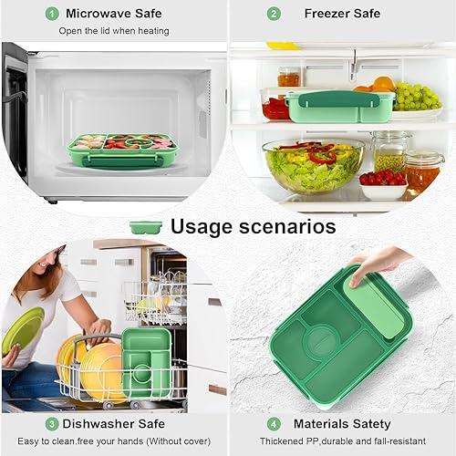 Miniatura 6 de Lonchera Bento para adultos, para niños, contenedor de almuerzo para adultosniñosniños pequeños, lonchera Bento de 5 compartimentos para niños con
