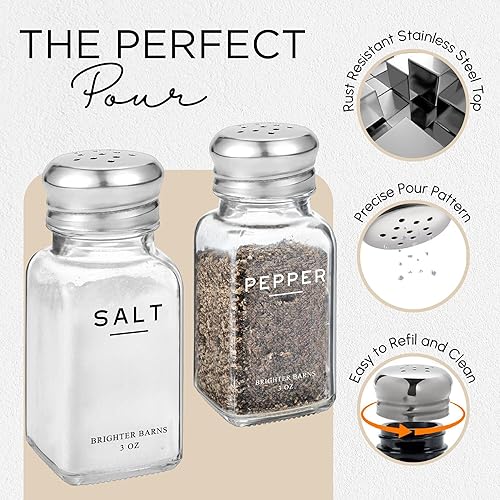 Miniatura 4 de Brighter Barns - Juego de saleros y pimenteros de cristal, decoración moderna de cocina, accesorio de encimera de mesa de comedor, rústico, granja,