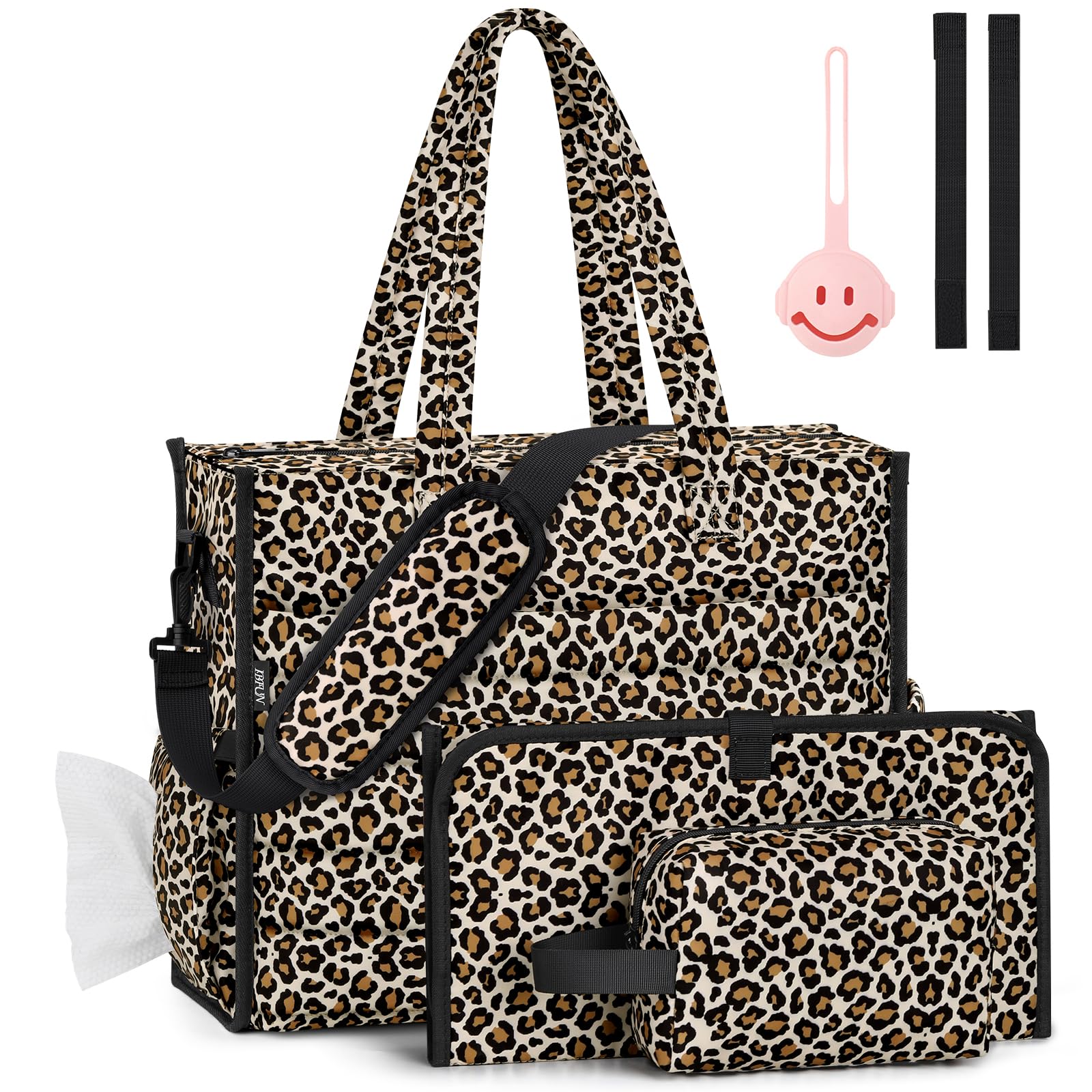 IBFUN Diaper Bag Tote for Baby - Large Baby Bag 4Pcs with Waterproof Changing Pad Pacifier Case, Travel Hospital Mommy Bag-image-25
