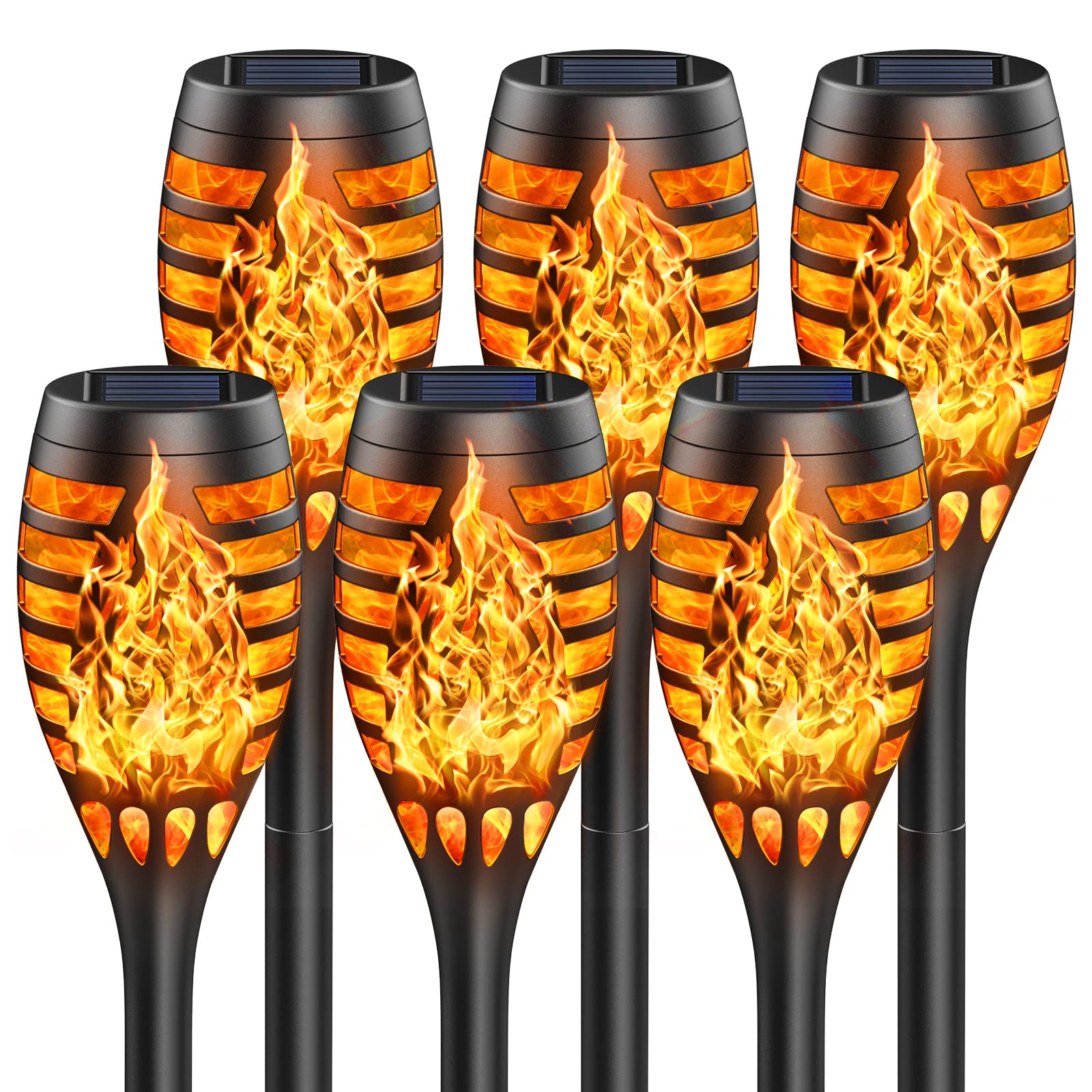 GEARLITE Solar Lights Outdoor Garden, 6 Pack Waterproof Solar Torch Lights with Realistic Flickering Flame, Solar Powered Garden Ornaments for Pathway Yard Patio Decorative, 6pcs