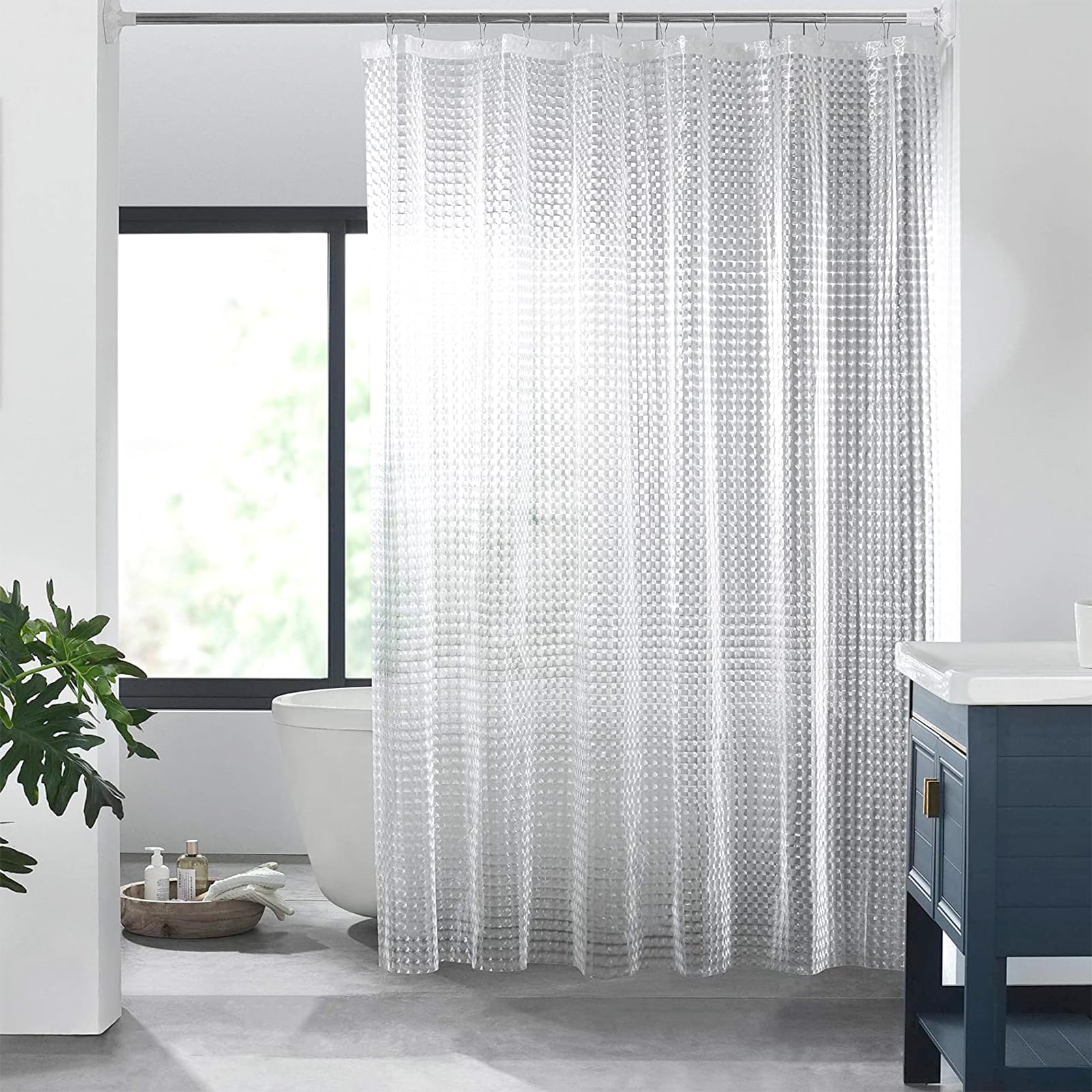 Cortinas De Baño,180 X 180 cm Cortina De Baño Eva,Cortina Ducha Antimoho,Cortina De Ducha Antimohos,Transparente para Bañera