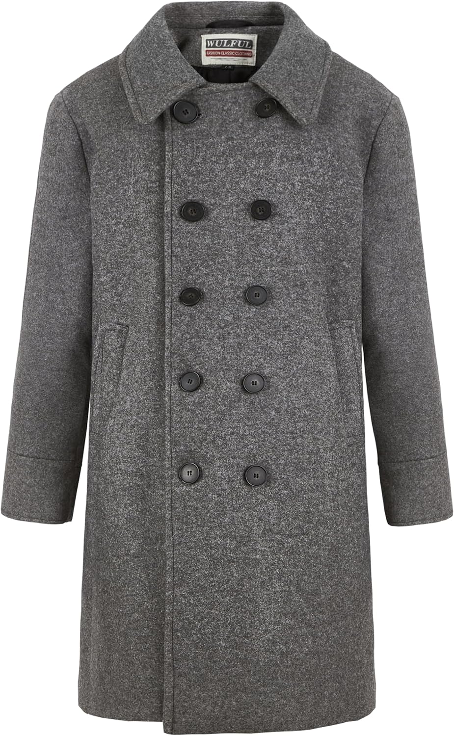 WULFUL Boys Double Breasted Wool Trench Coat Winter Pea Coat