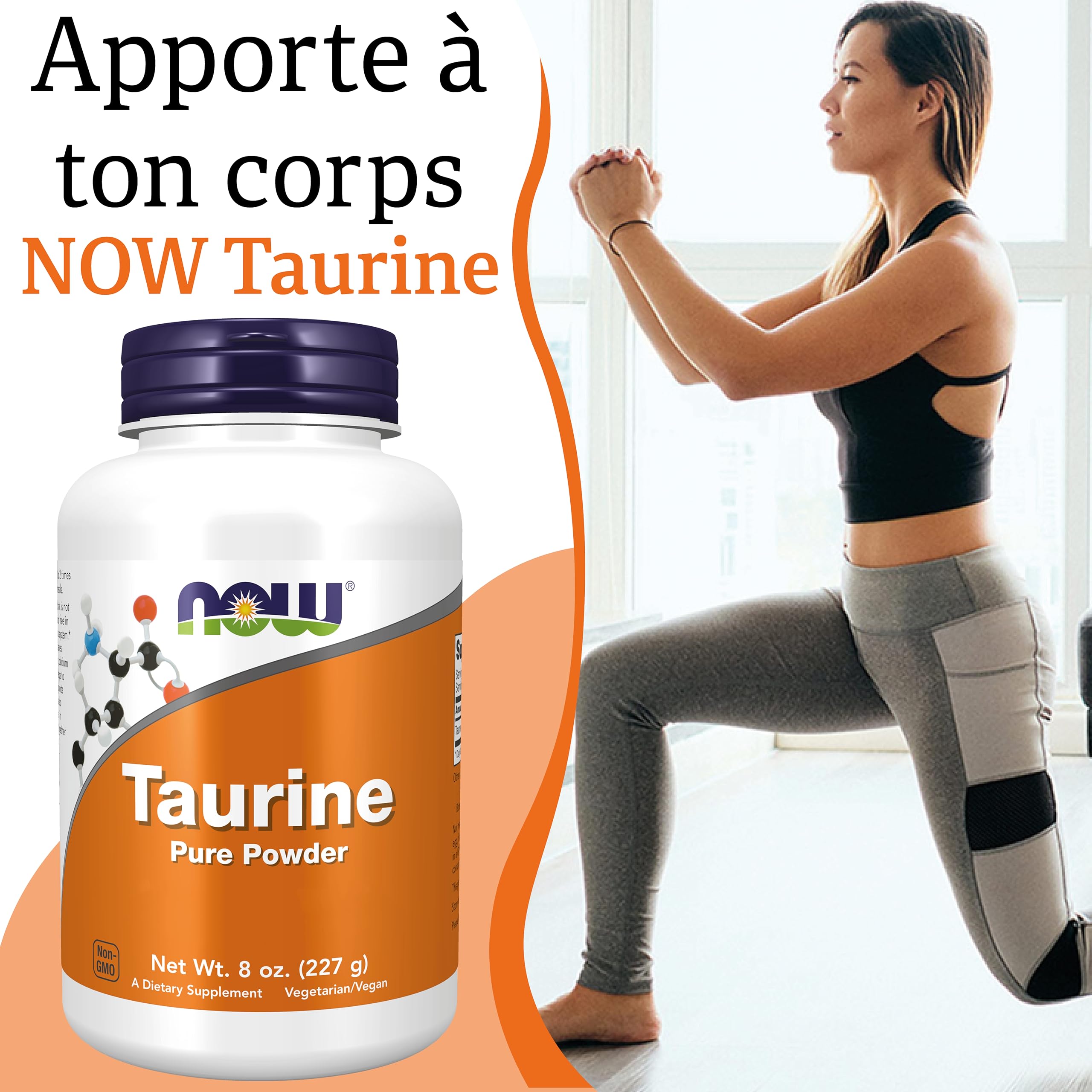 Now Foods, Taurine, Forme Libre, 227g Poudre végétalienne, Testé en Laboratoire, Sans Soja, Sans Gluten, Sans OGM, Végétarien