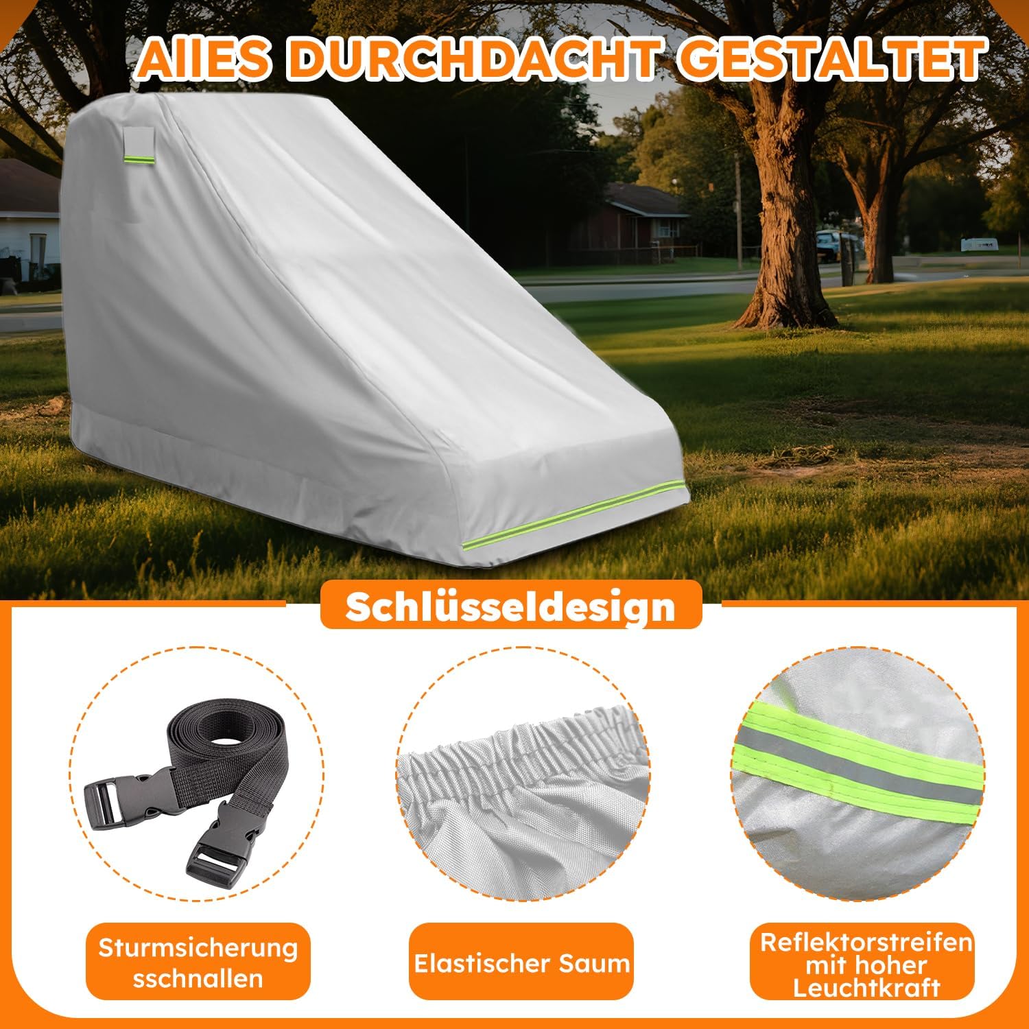 Skid Steer Cover (for Non-Cab Skid Steer) - Skid Steer Rain Cover Fits Bobcat MT100/Kubota SCL1000/New Holland C314, Dupont Oxford Steer Loader Cover, Skid Steer Tarp with Reflective Strips, Buckle.