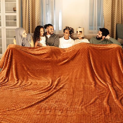 Miniatura 9 de Manta de franela naranja claro (50 x 70 pulgadas), forro polar de 300 GSM, acogedora, cálida, suave, decoración del hogar, manta ligera para sofá,
