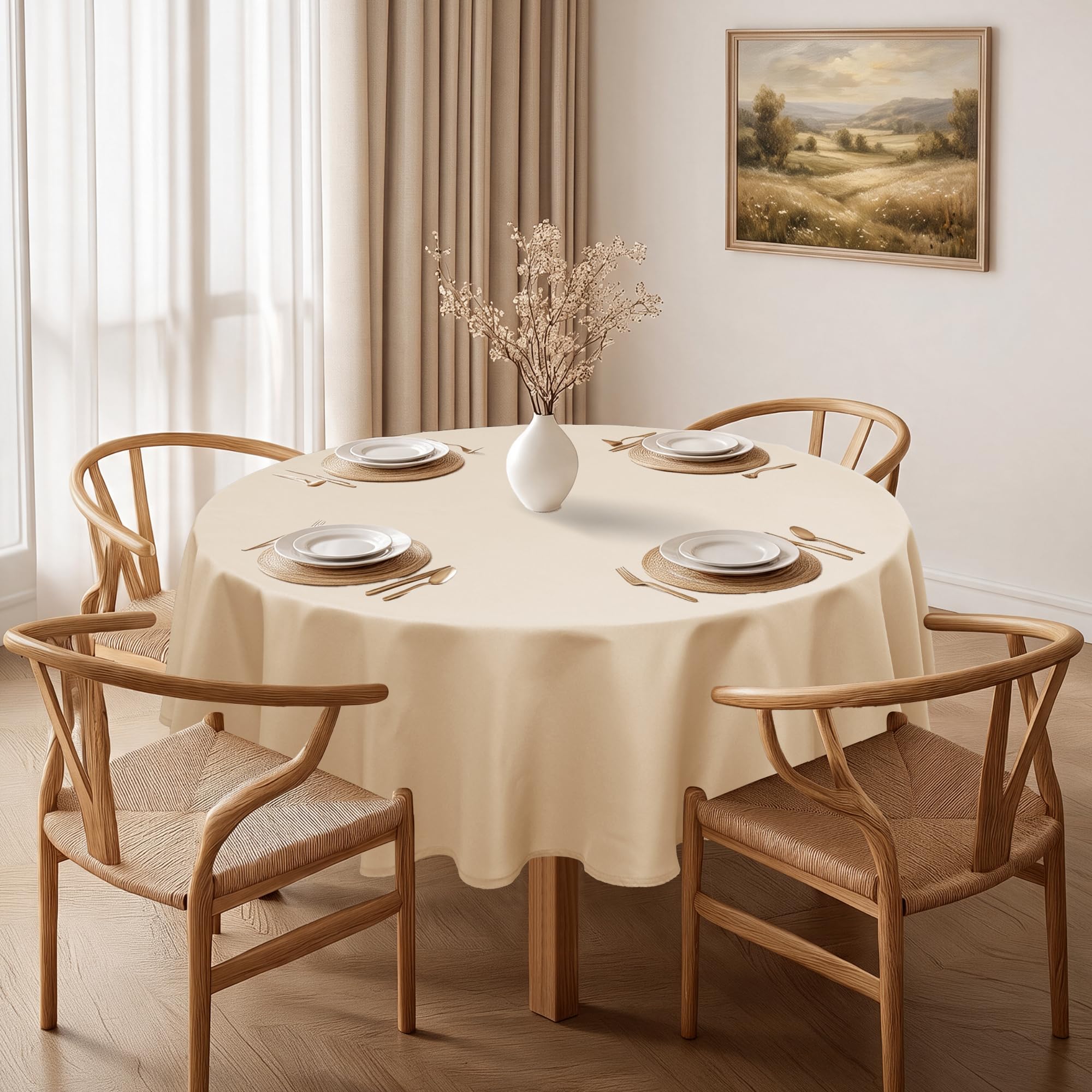JIUZHEN Round Table Cloth Wipeable Tablecloths Wipe Clean