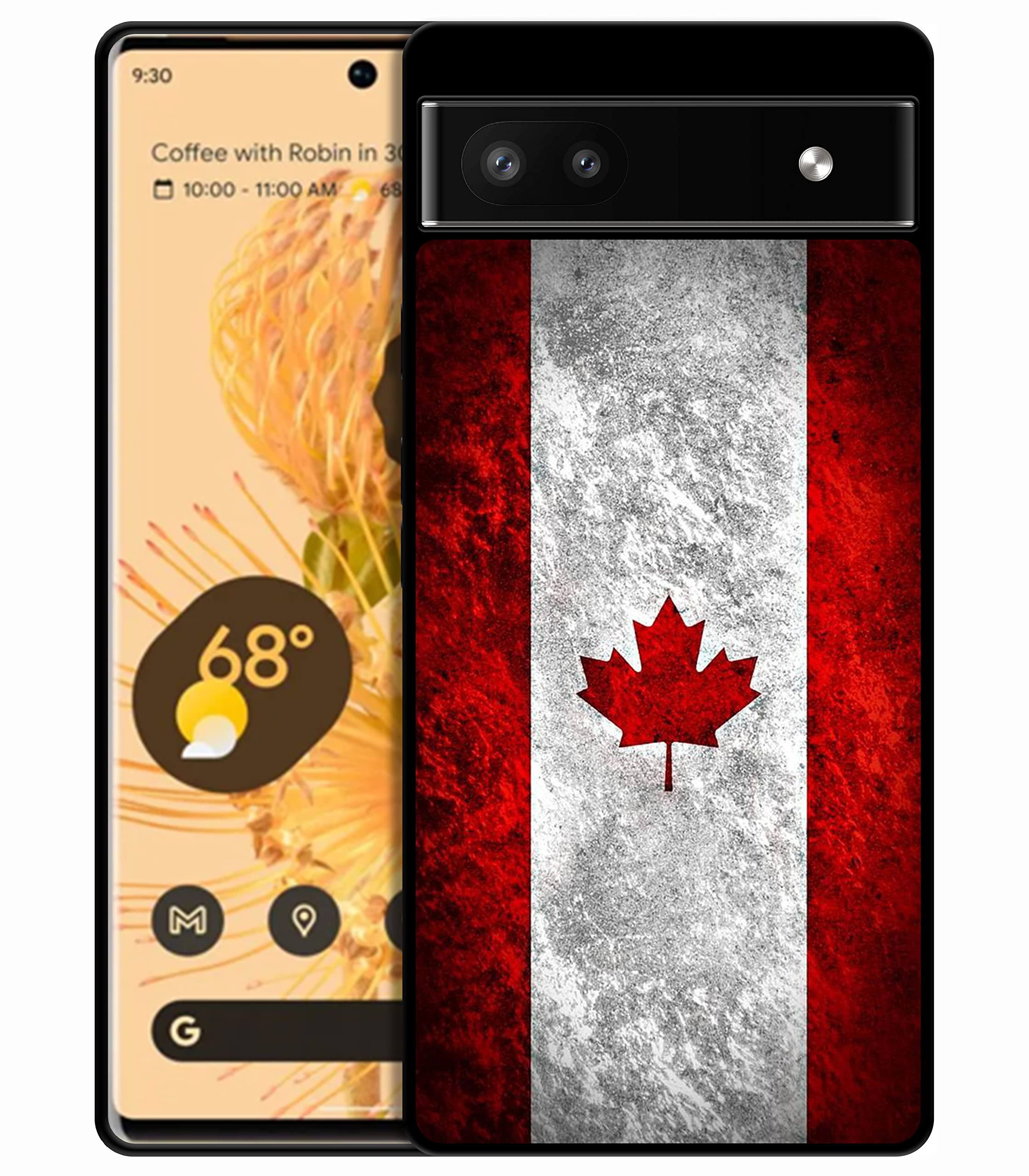 Bolster Google Pixel 6A Case - Canada Flag Grunge Printed Designer Soft Rubber TPU Protective Shockproof Back Phone Case/Cover for Google Pixel 6A6A. Black