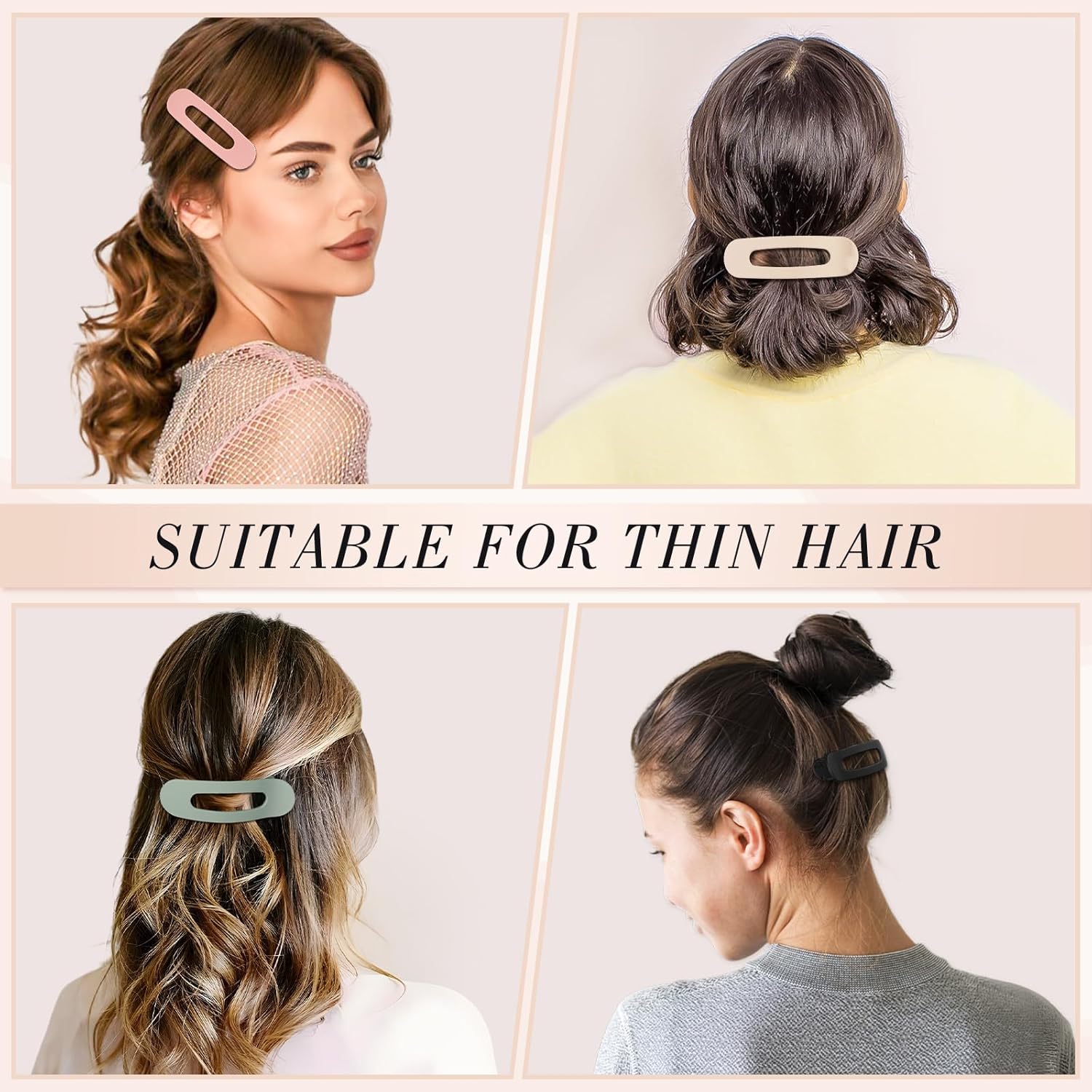 15 PCS Flat Claw Clips, 5 Colors Flat Hair Clips 3 Sizes Hair Claws for Women Girls Accessories Barrettes for thick Thin Hair - Image 6