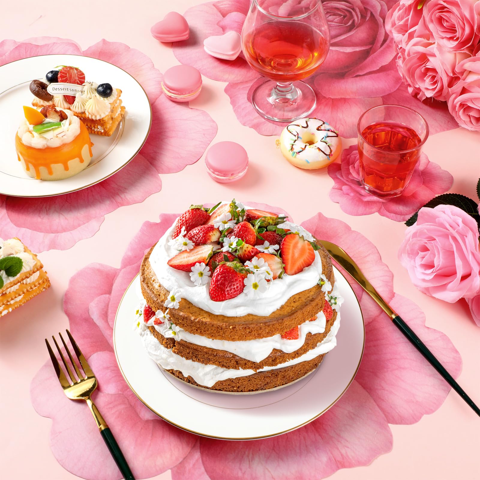 Geosar Juego de 200 manteles individuales desechables de papel con forma de rosa con forma de rosas, manteles individuales desechables para San Valentín, Día de la Madre, verano, primavera, barbacoa,