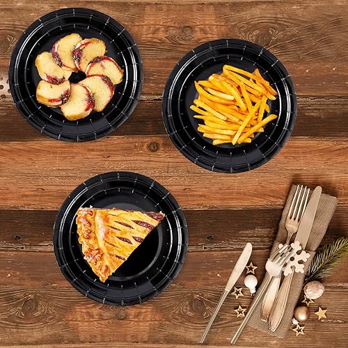 Miniatura 12 de Platos de papel desechables rojos, 50 platos llanos de 9 pulgadas a granel para suministros de fiesta, platos de fiesta de colores y resistentes