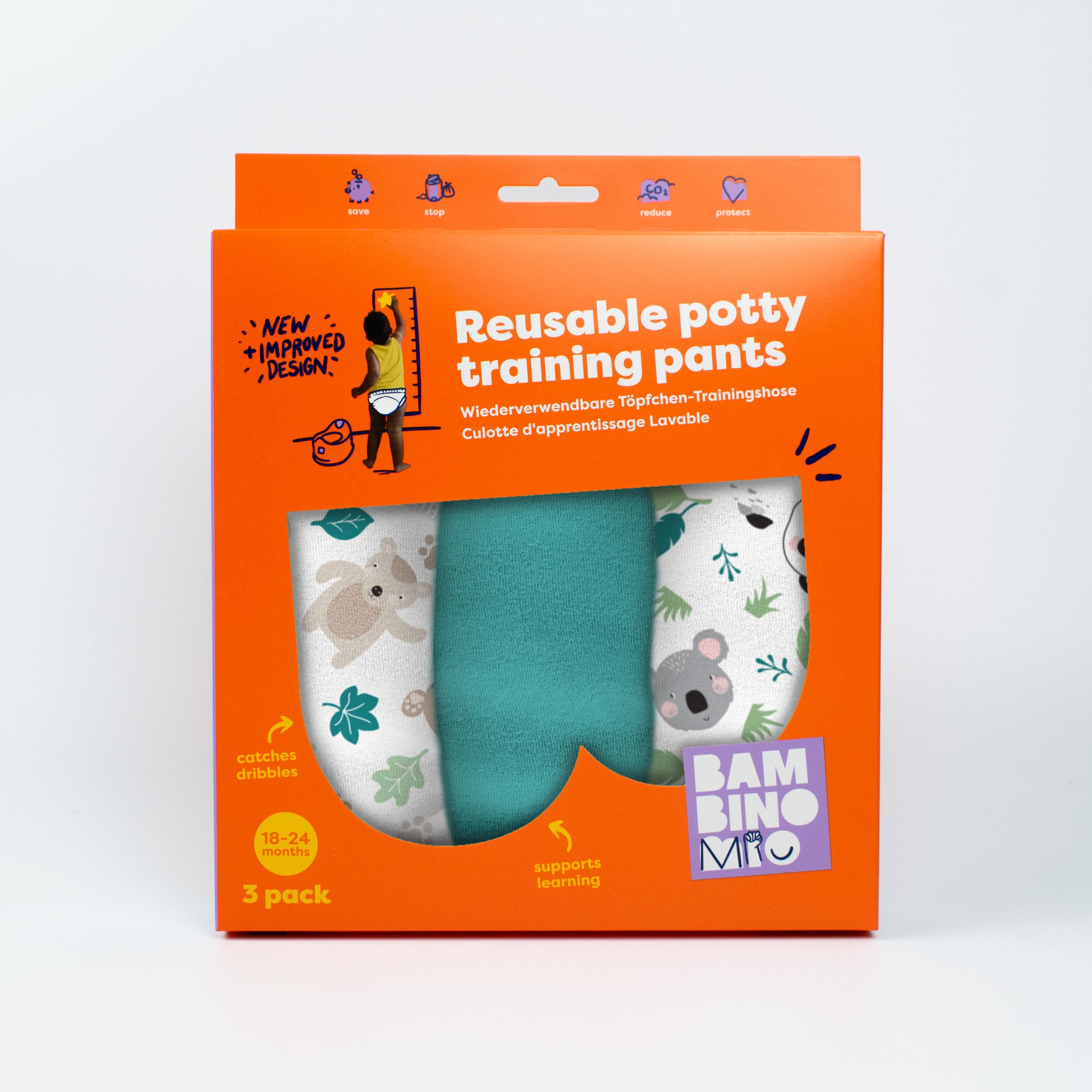 Bambino Mio MEILLEURES Lot de 3 Culotte Apprentissage propreté (OURS MIGNON / 2 à 3 ans) Fille Garcon, Coton rembourrées pour bébé Propreté Enfant Doux Lavable