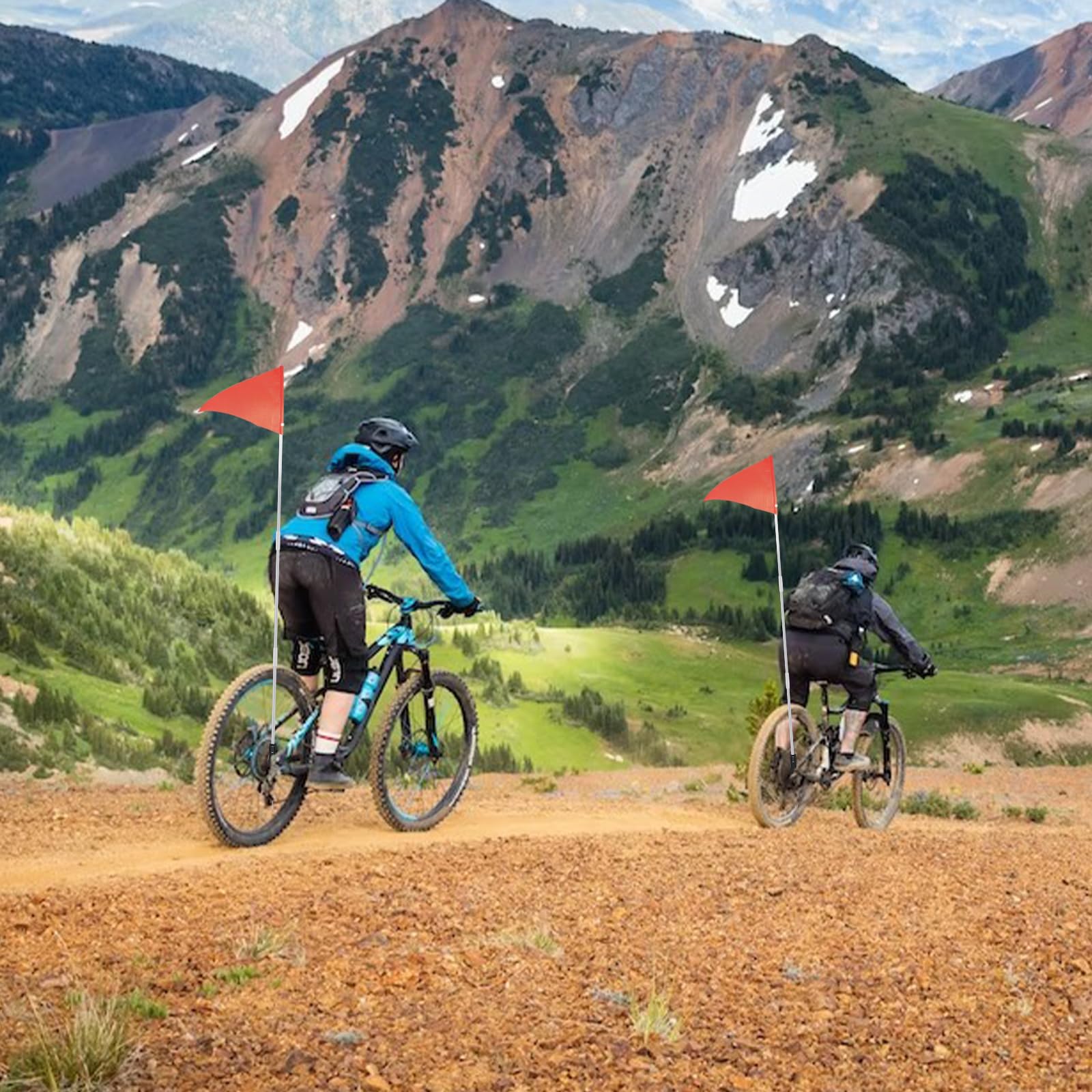 Bandera de seguridad para bicicleta de 6 pies con poste y soporte de montaje, banderas de seguridad ajustables de alta visibilidad impermeables para remolques de bicicleta para niños, adultos (juego