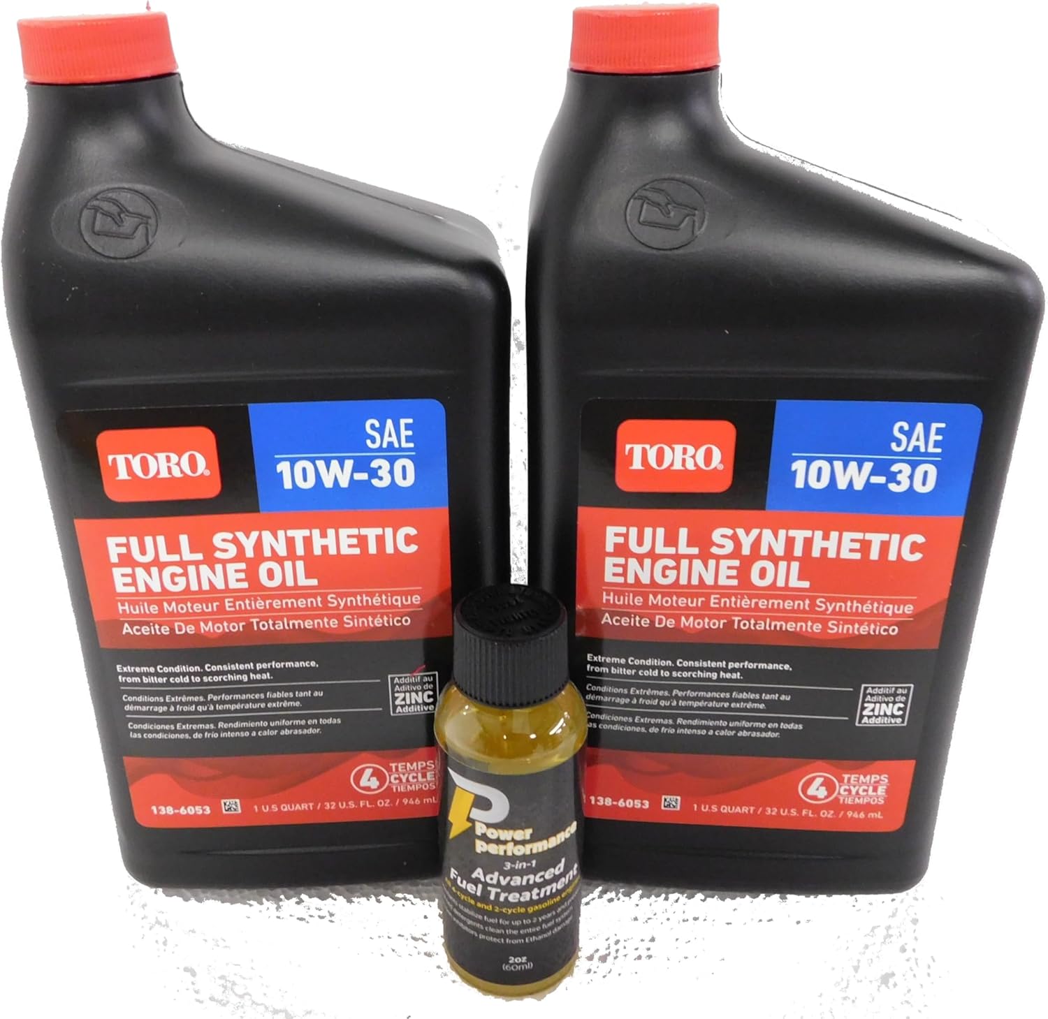 Toro Pack of 2 138-6053 SAE 10W-30 Full Synthetic Engine Oil Quart and Fuel Treatment