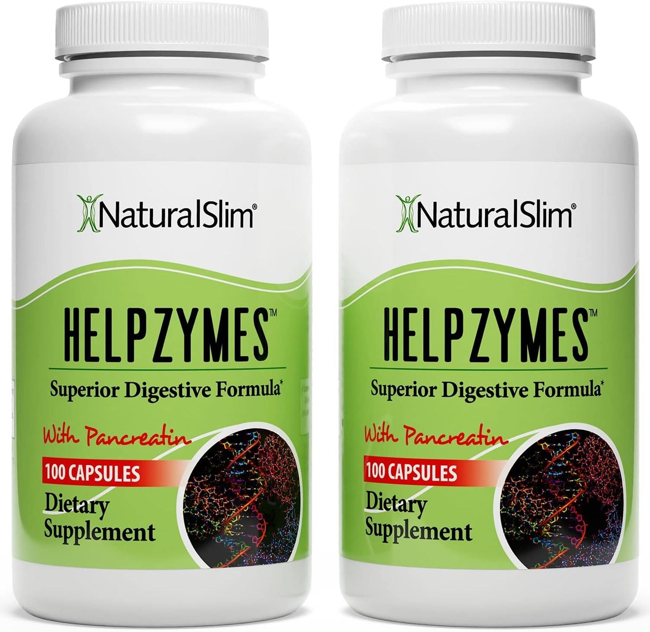 - NaturalSlim Helpzymes Digestive Enzymes for Women & Men, Essential Enzymes for Digestion, Gut Health & Gas Bloating Relief with Bromelain, Ox Bile, Pancreatin & Betaine HCL, 100 Capsules – 2 Pack