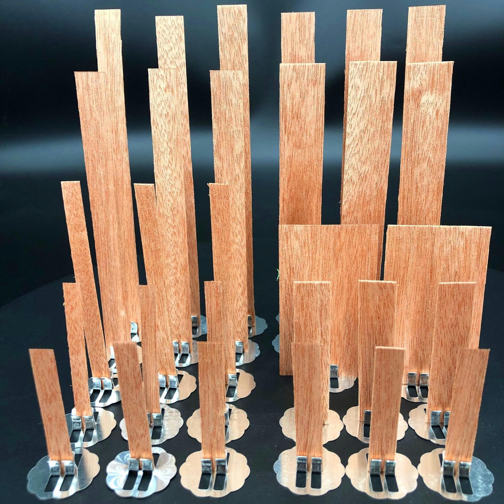 100 zestawów 6-13 mm szerokości 20-150 długości duże knoty drewniane do wyrobu świec z knotami metalowymi uchwyt na bezdymne świece sojowe trzaskające(12.5mm*90mm)