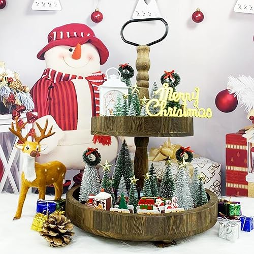 Miniatura 3 de Árbol de Navidad pequeño, mini árbol de Navidad, árbol de pino pequeño con bases de madera para Navidad, fiesta, hogar, decoración de árbol de mesa