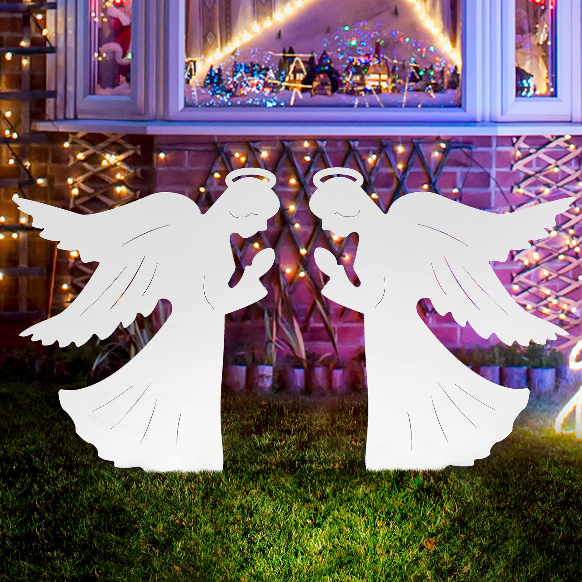 Photo 1 of ABYNOW Outdoor Christmas Decorations Angels for Yard Outdoors Nativity Angel 2-Piece Set