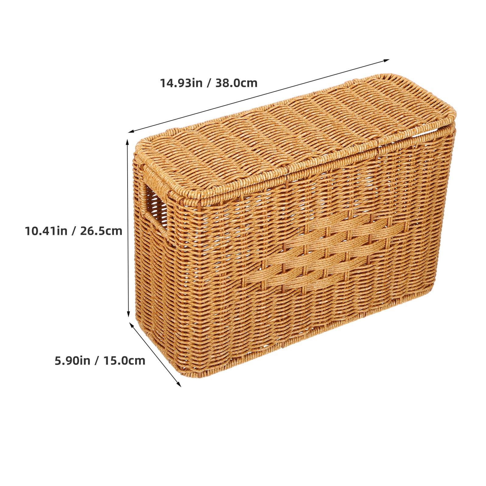Happyyami Hoher Schmaler Aufbewahrungskorb aus Rattanimitat mit Deckel Handgeflochtener Kompakter Organizer für Regale Küche und Kleiderschrank