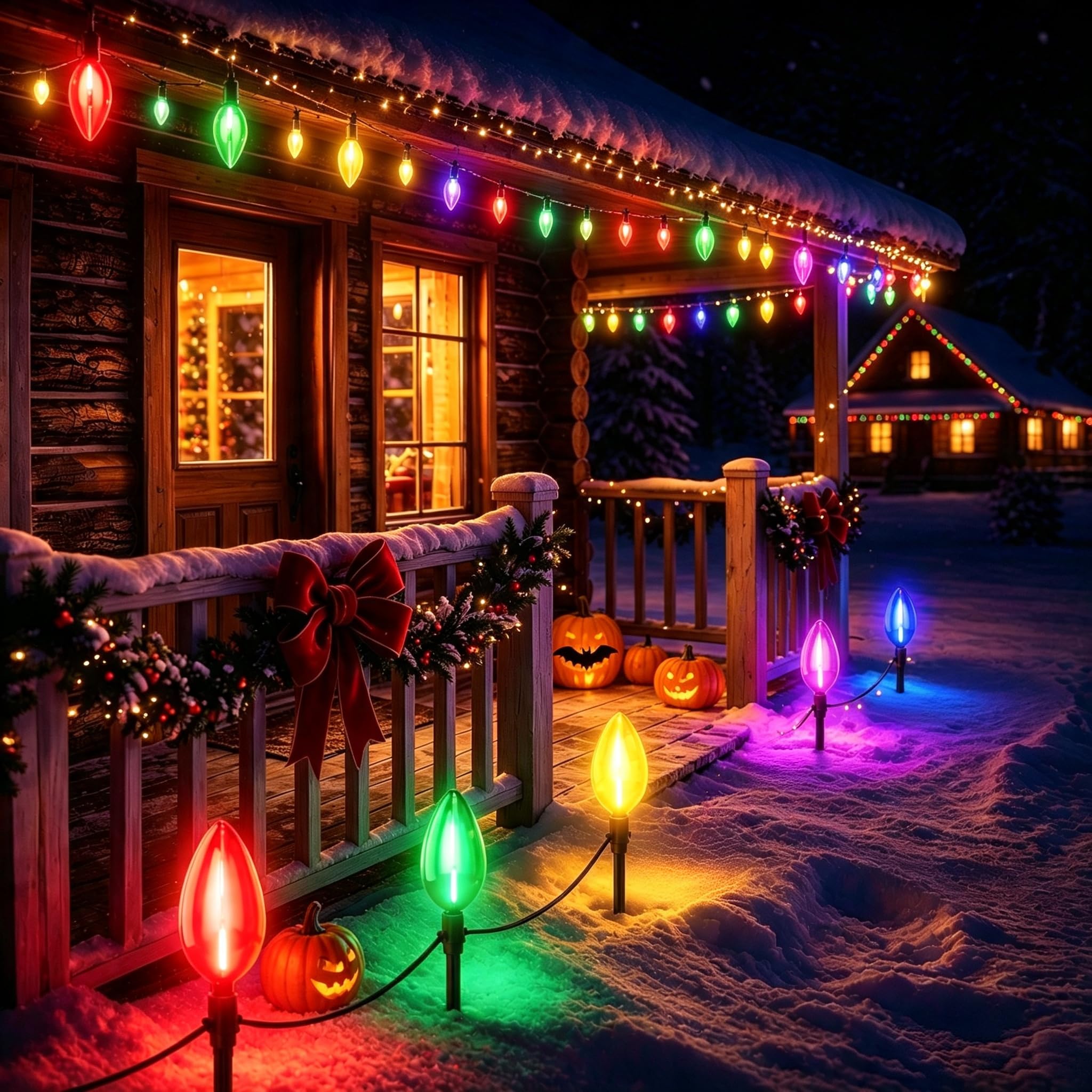 Kawaya Guirlande Lumineuse Piquet Jardin C9 Multicolores, Étanche IP65