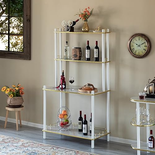 Miniatura 4 de Fabulaxe Juego de 2 piezas, estación de exhibición de servicio de camarero, consola de bar con estantes abiertos, isla de consola de bar