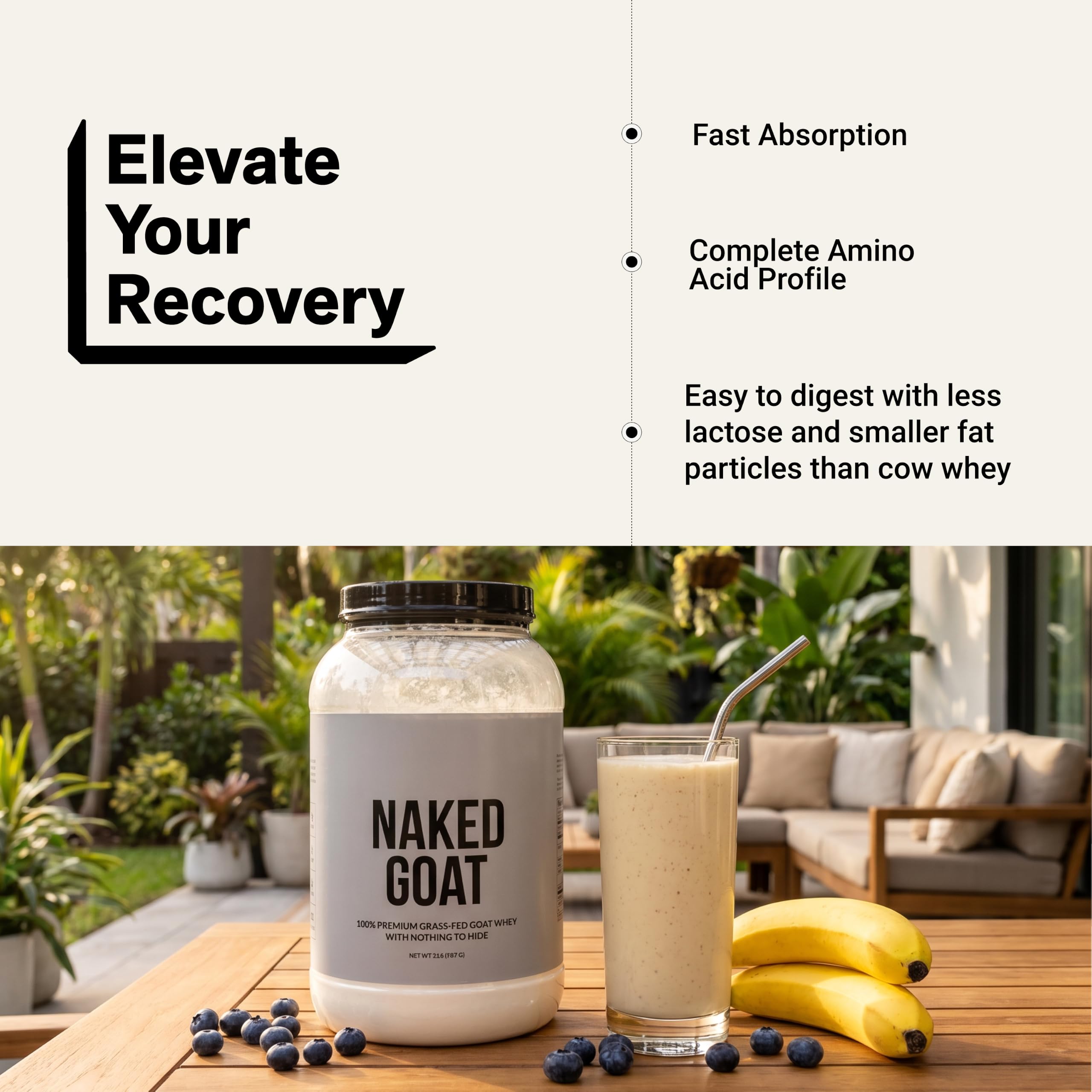 NAKED Goat - Pasture Fed Goat Whey Protein Powder from Small-Herd Wisconsin Dairies, 2Lb Bulk, GMO Free, Soy Free. Easy to Digest - All Natural - 23 Grams of Protein - 30 Servings — Amazon image 6