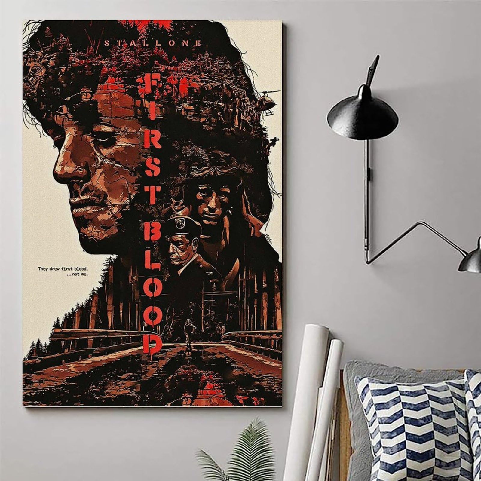 yydds Rambo First Blood Movie Poster su tela, stampa artistica da parete, decorazione estetica, decorazione per la casa, ufficio, 40 x 60 cm
