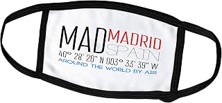 3dRose Face Mask Small, Elegant Text MAD Madrid, Spain, Coordinates. Around The World by air