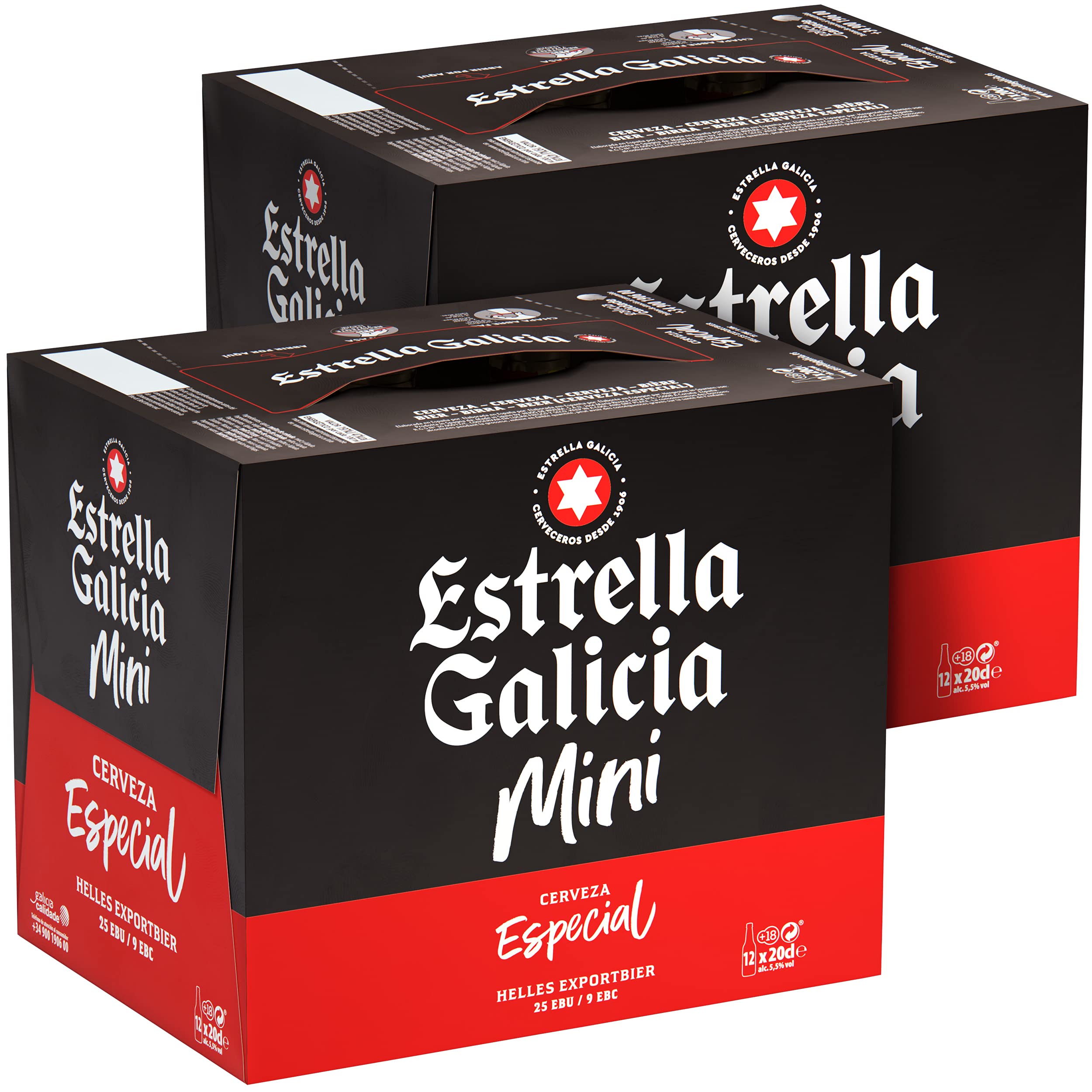 Estrella Galicia - Especial Mini, Cerveza Lager, 24 Botellines x 20 cl (Paquete de 4)