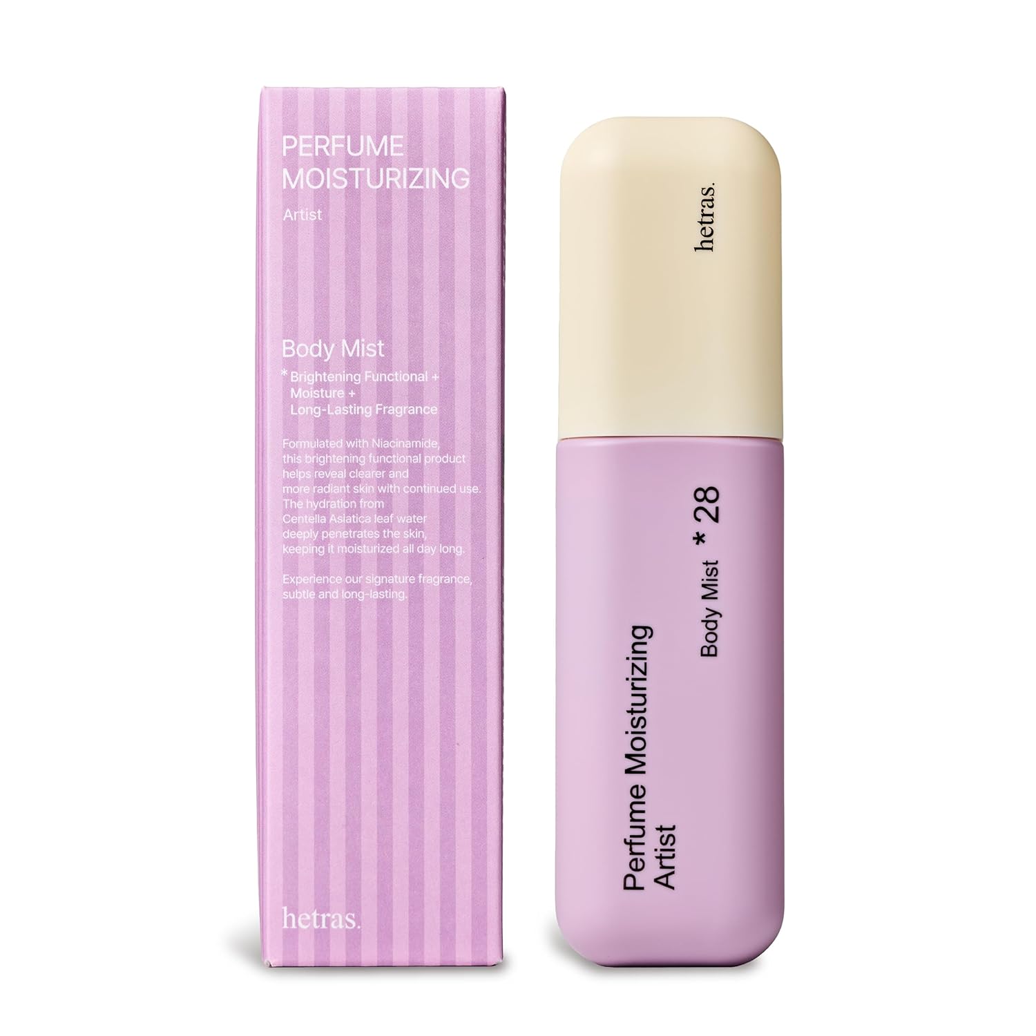 hetras. Perfume Body Mist, Artist Scent – Hydrating Fragrance Spray with Niacinamide, Smooths Skin, Continuous Mist for Body and Back, Long-Lasting, 4.06 Fl Oz