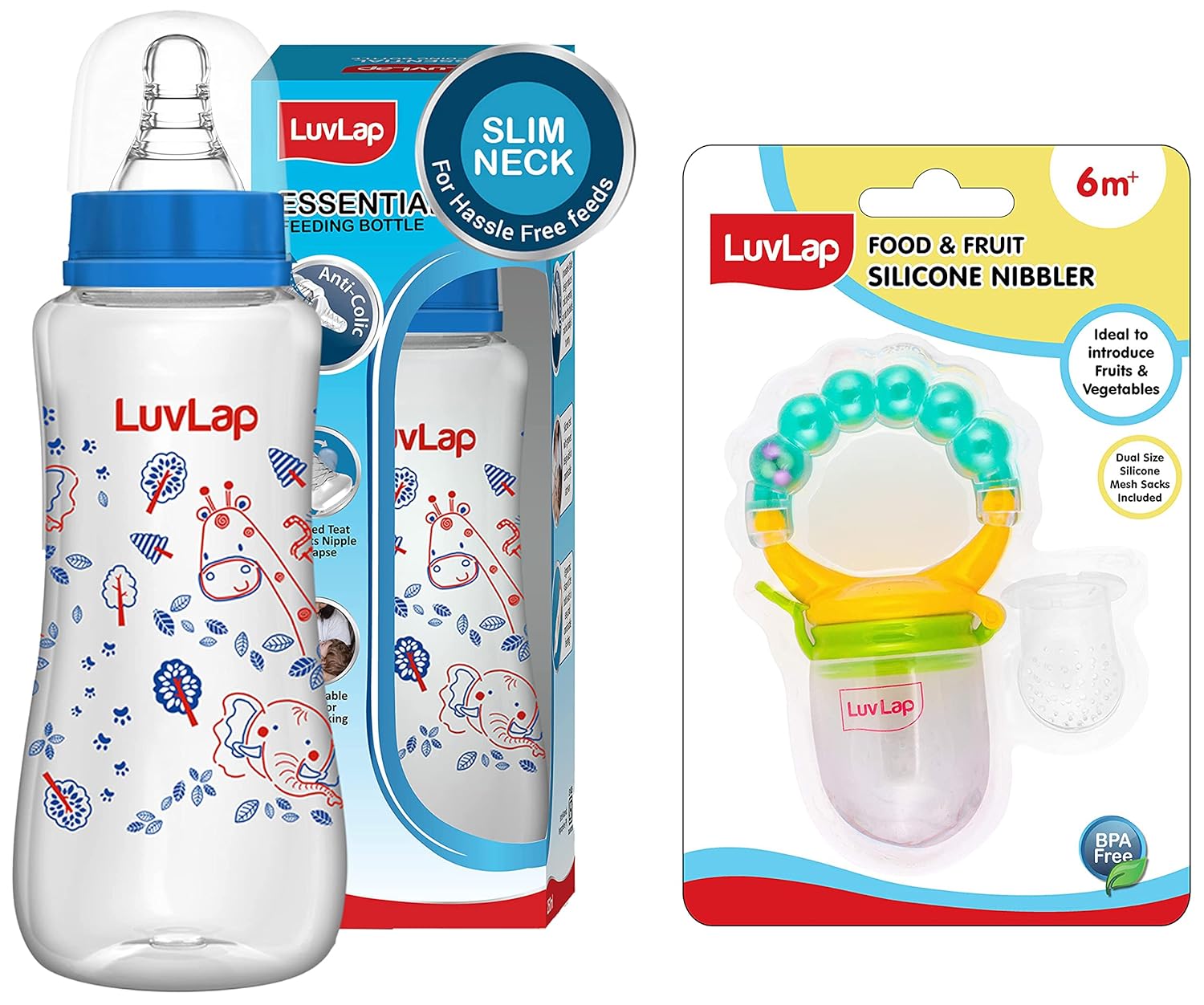 Buy LuvLap Pearly Food & Fruit Nibbler & Luvlap AntiColic Slim Regular