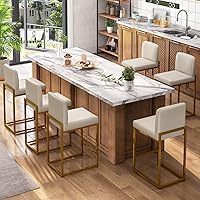 Vista 32 de Sophia & William - Juego de 4 taburetes de bar negros, taburetes de bar modernos de cuero PU de altura de mostrador con respaldo, sillas de isla