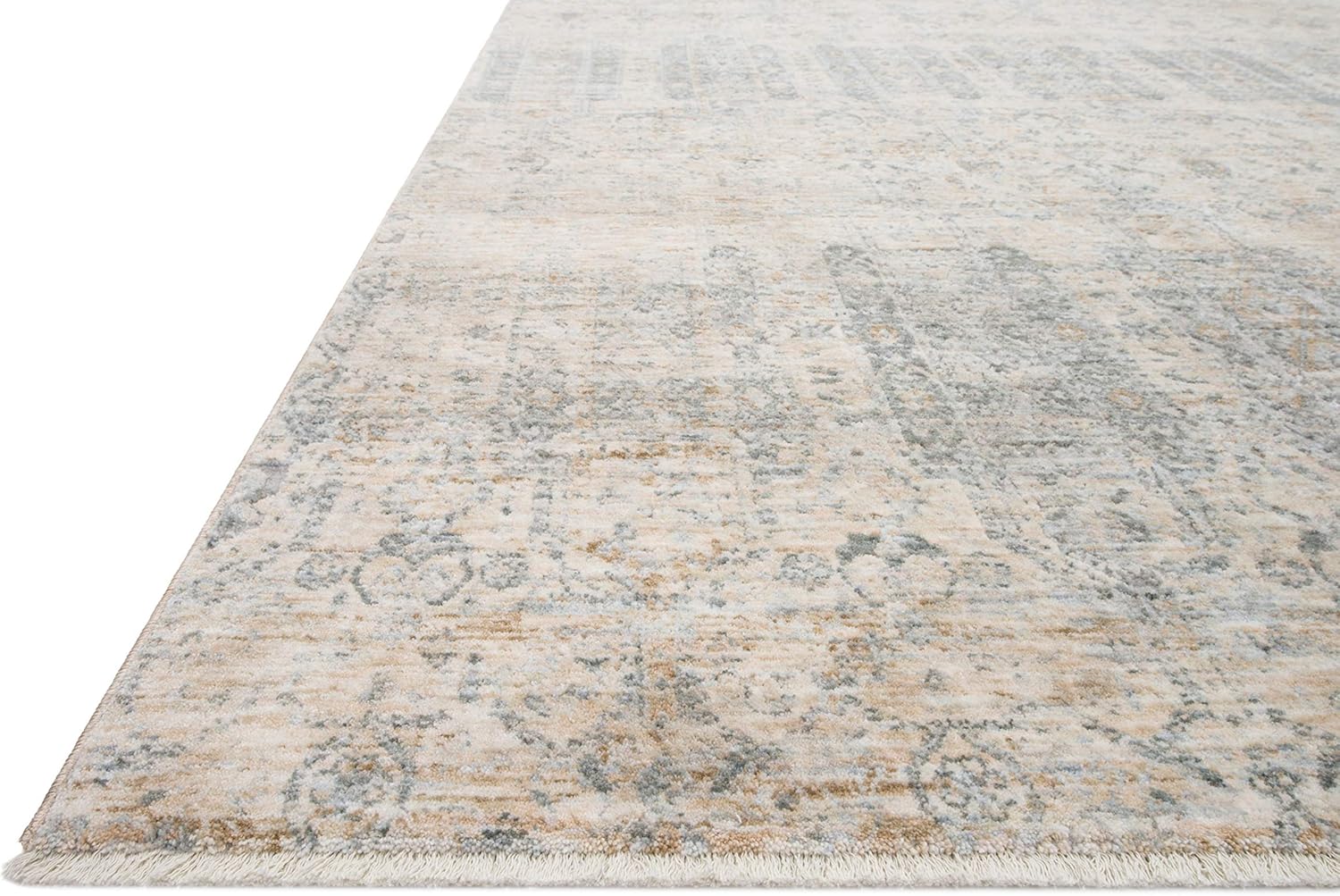 Loloi PAN-02 Pandora Collection Distressed Persian Vintage Area Rug 5'0" x 8'0" Ivory/Mist